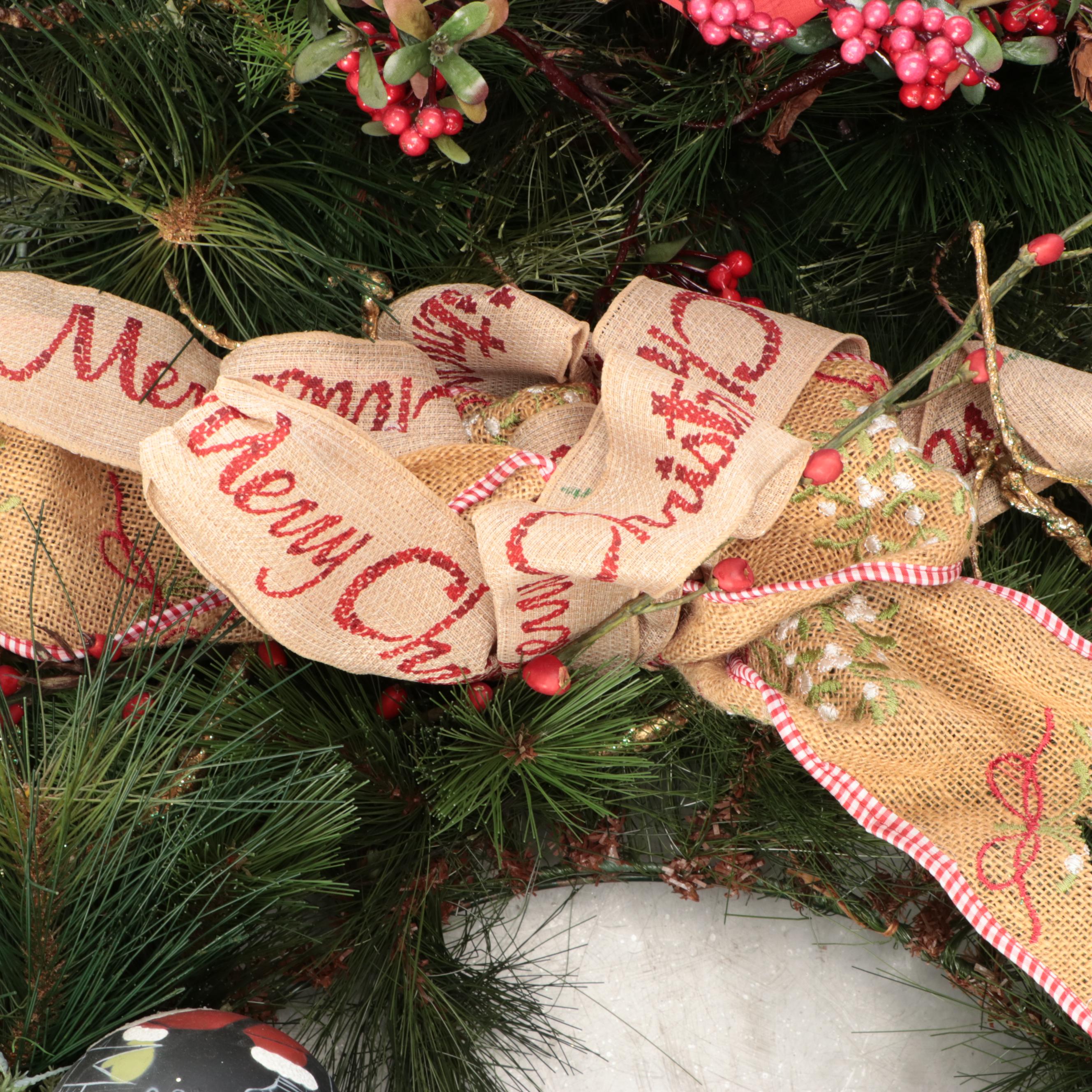Christmas Artificial Pine Ornament and Pine Cone Embellished Wreaths