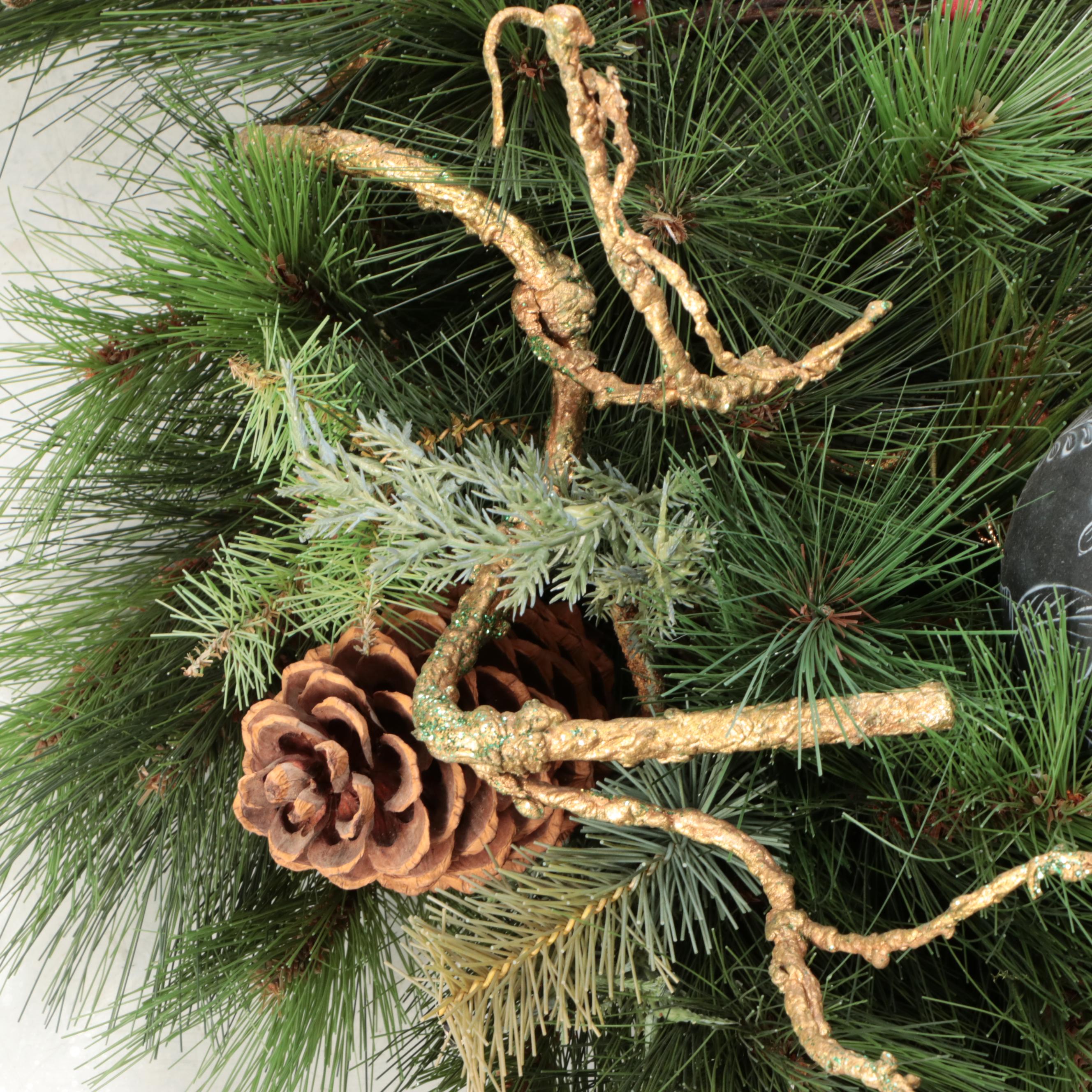 Christmas Artificial Pine Ornament and Pine Cone Embellished Wreaths