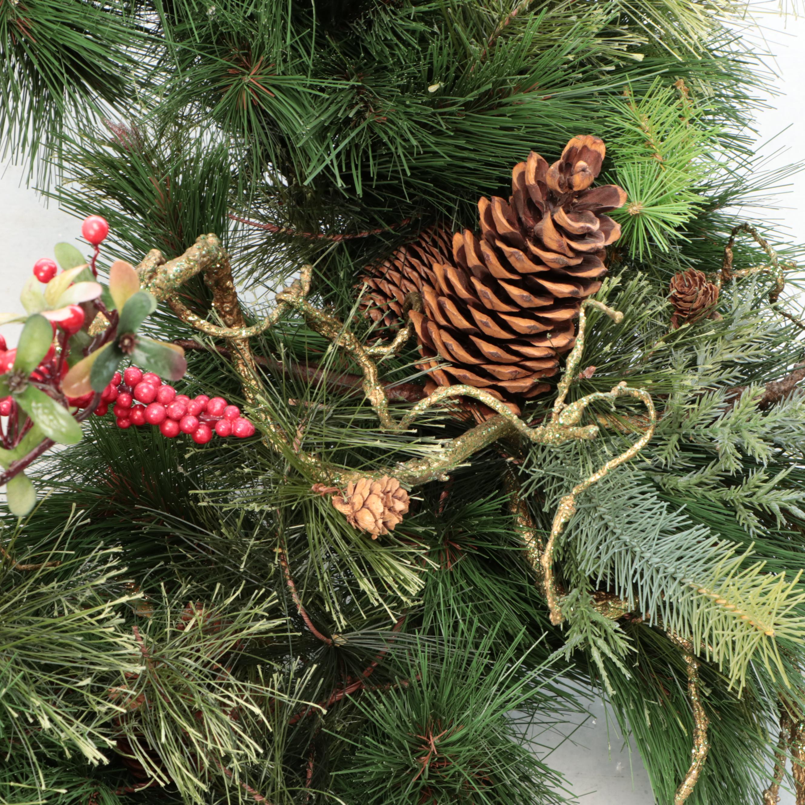 Christmas Artificial Pine Ornament and Pine Cone Embellished Wreaths