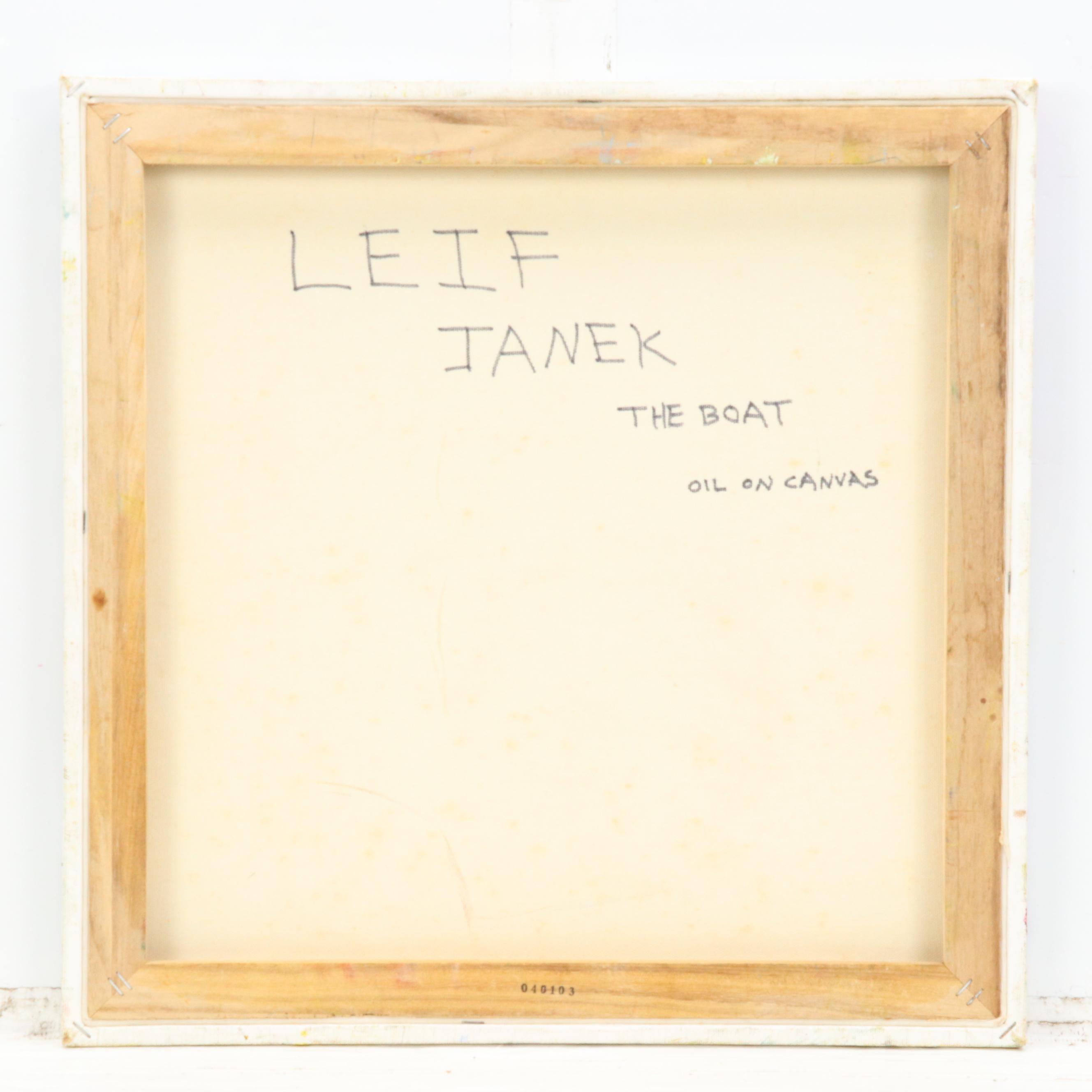 Leif Janek Stylized Impasto Oil Painting "The Boat," 21st Century