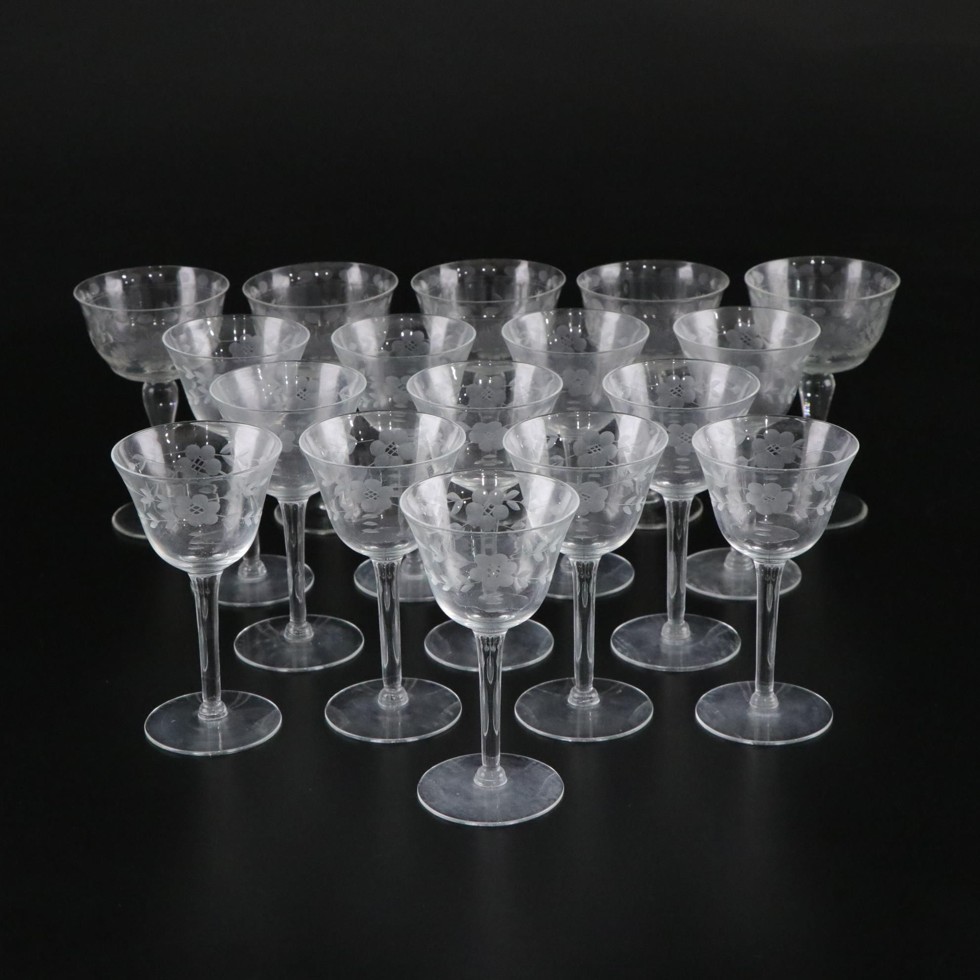 Etched Sherry & Champagne Glasses