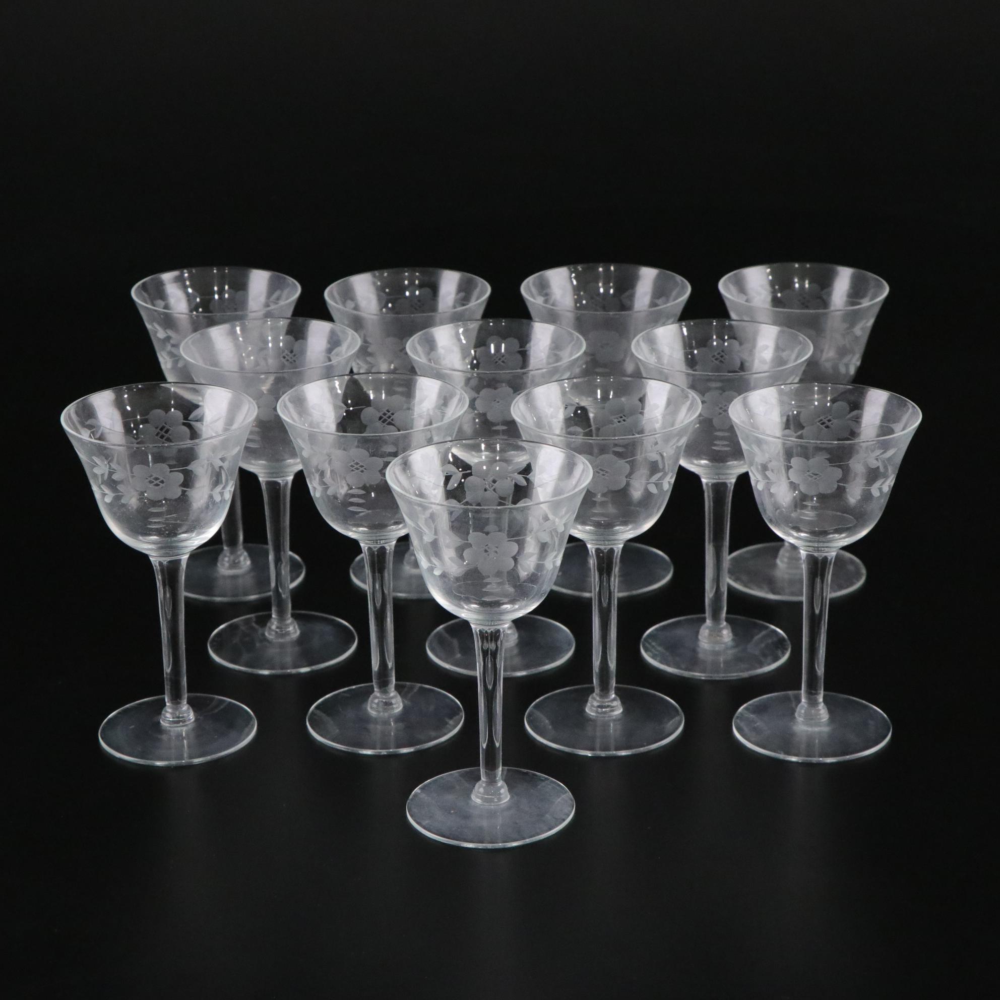 Etched Sherry & Champagne Glasses