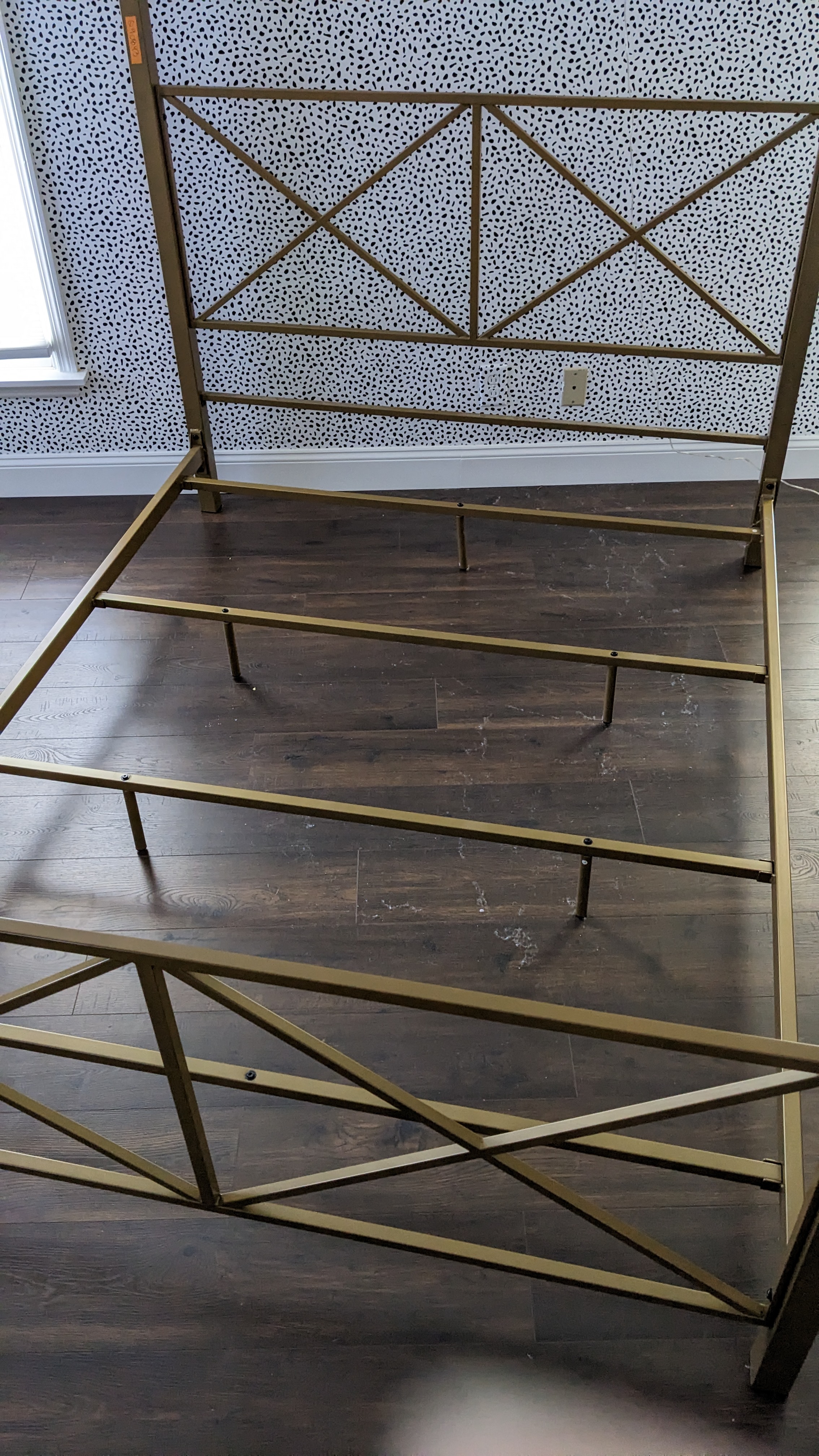 Hollywood Regency Style Metal Canopy Queen Bed Frame