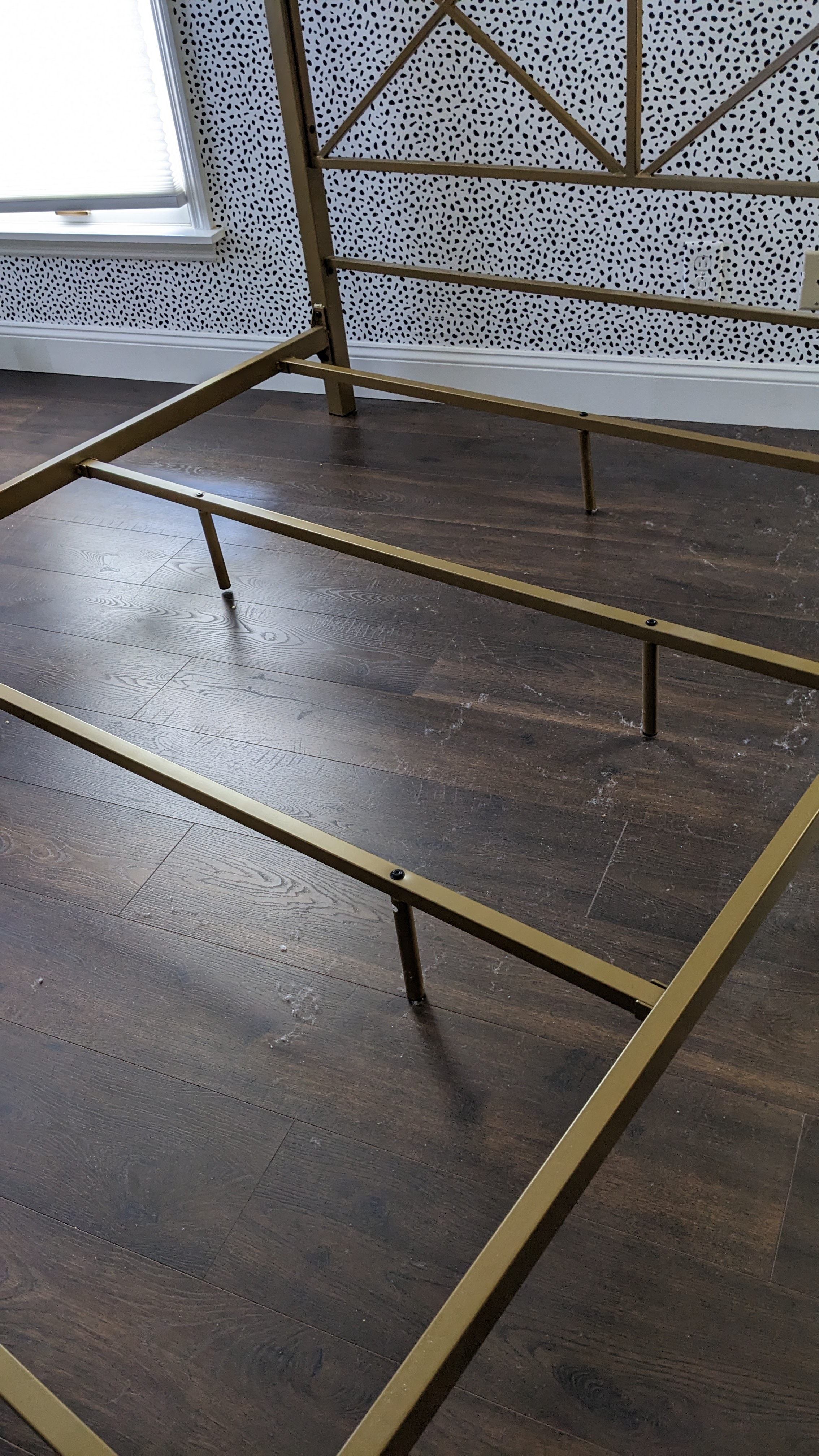 Hollywood Regency Style Metal Canopy Queen Bed Frame