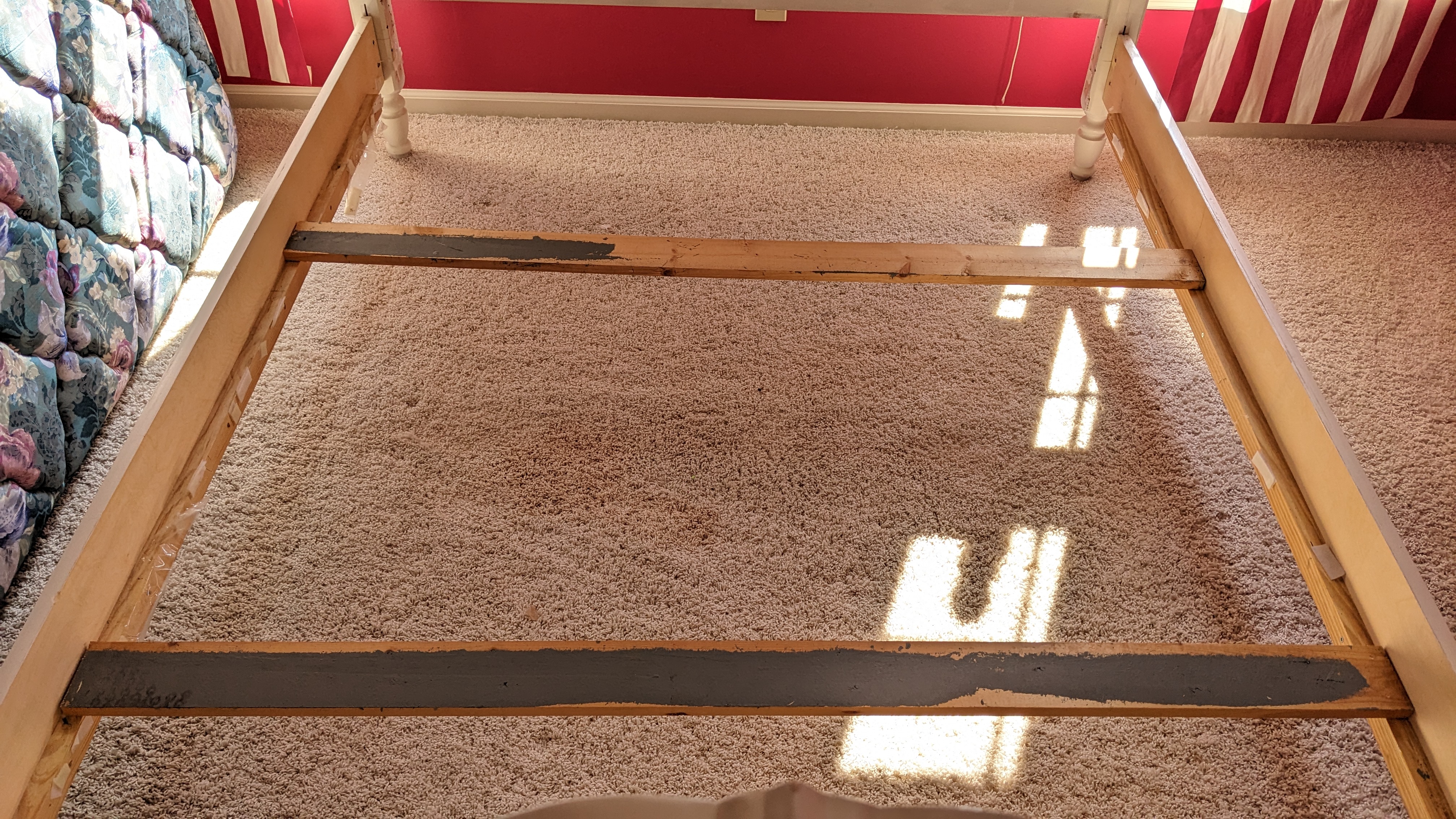 Rococo Style Painted Wood Queen Sized Bed Frame