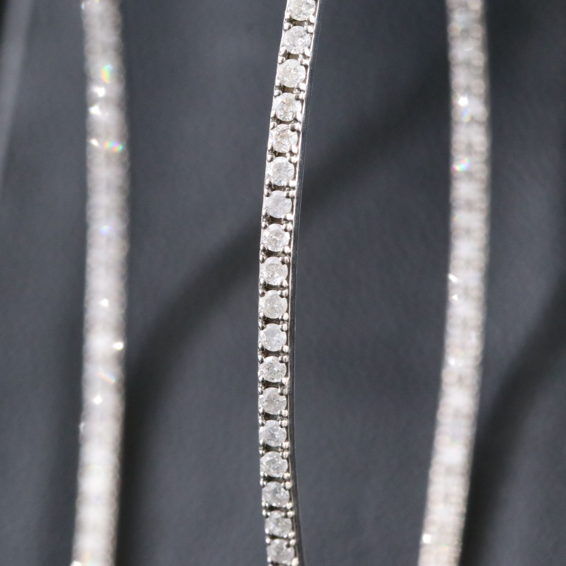 Sheryl Lowe Sterling Diamond Inside-Out Navette Hoop Earrings