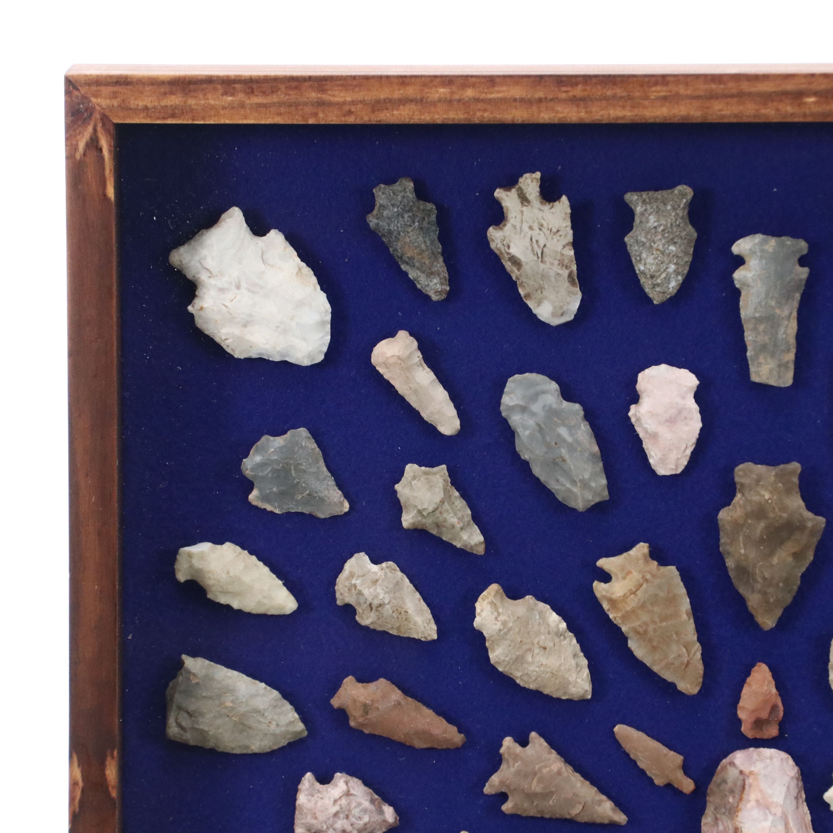Archaic to Mississippian Woodlands Chert Arrowheads and Biface Tool