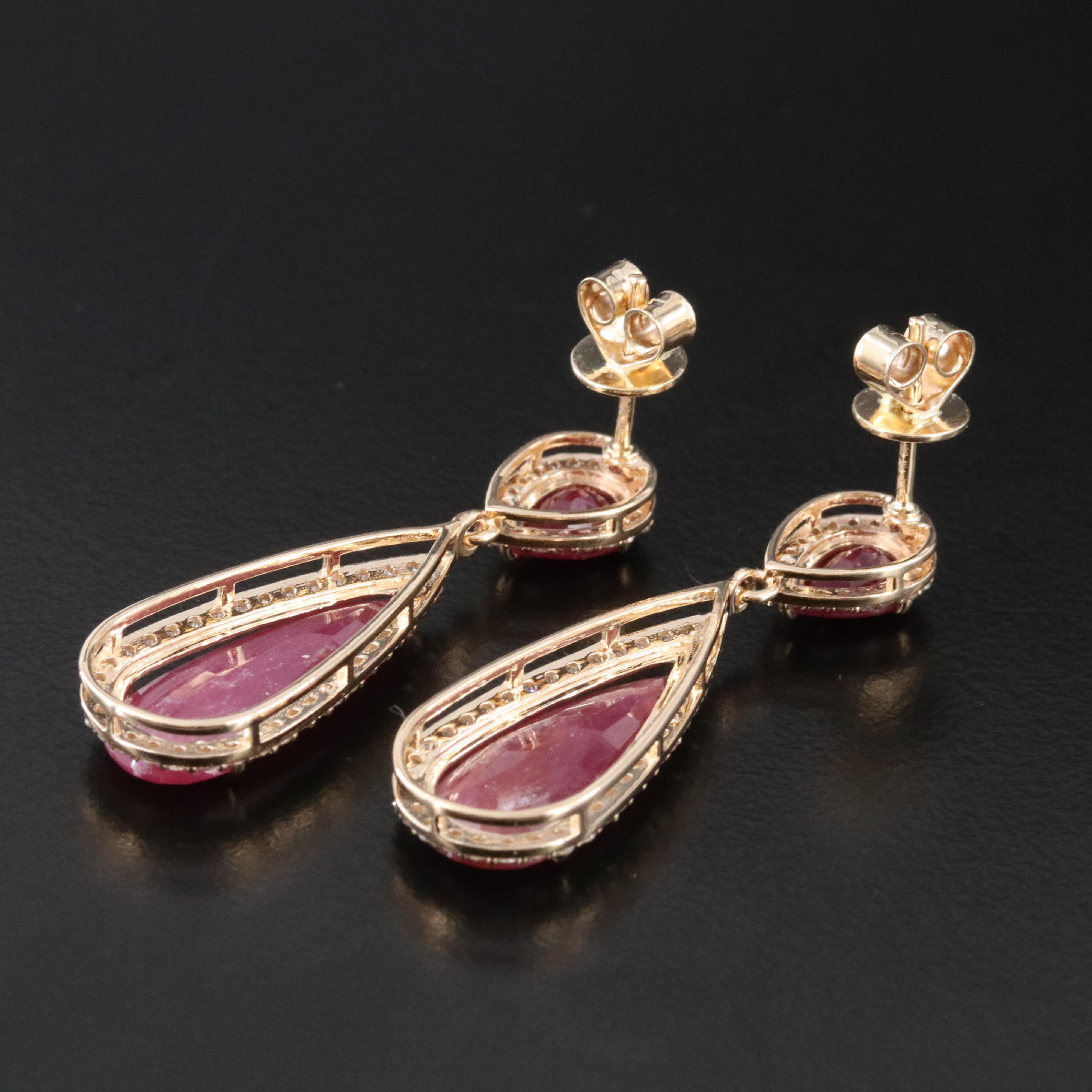 14K 10.24 CTW Ruby and Diamond Earrings with IGI Report