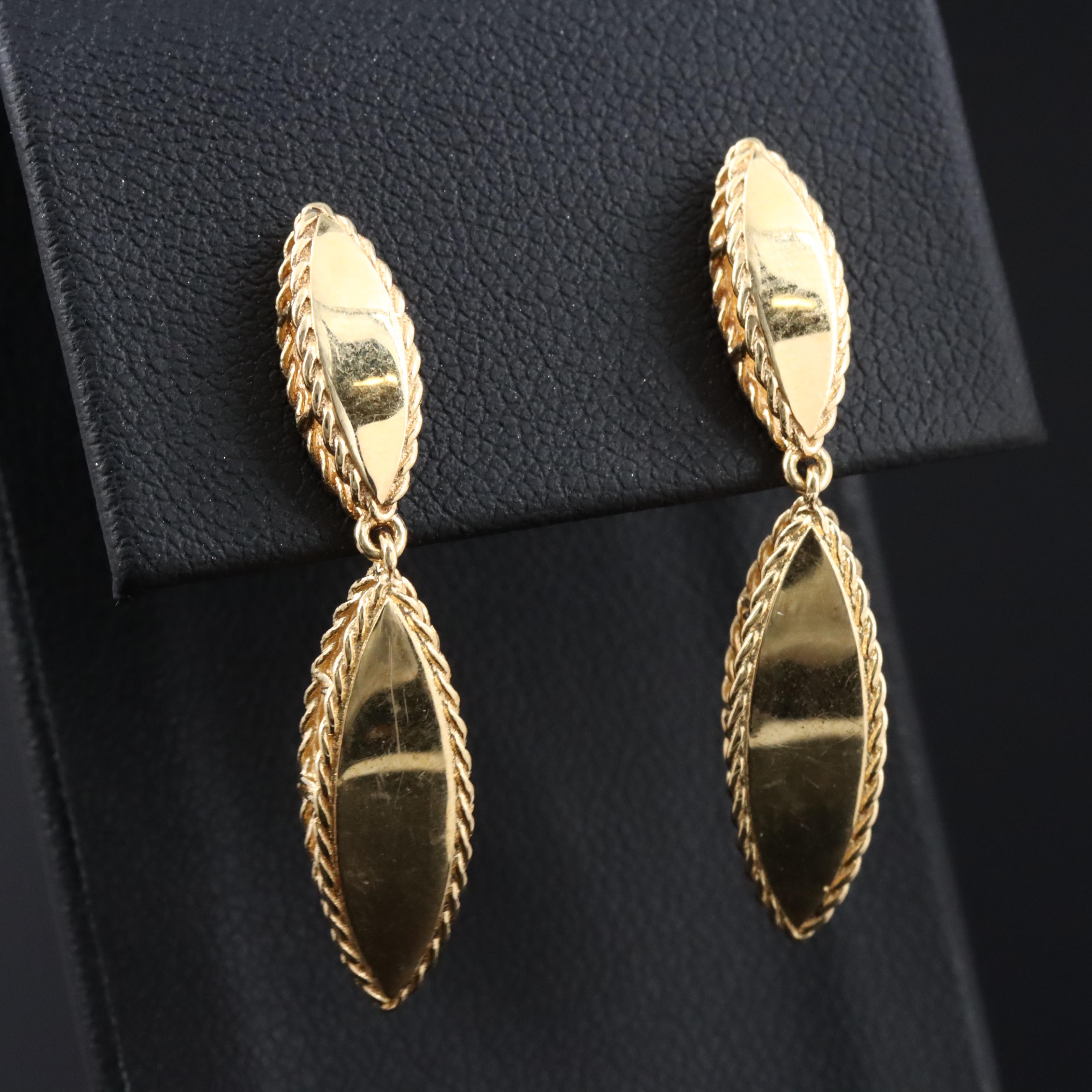 Roberto Coin 18K Navette Drop Earrings
