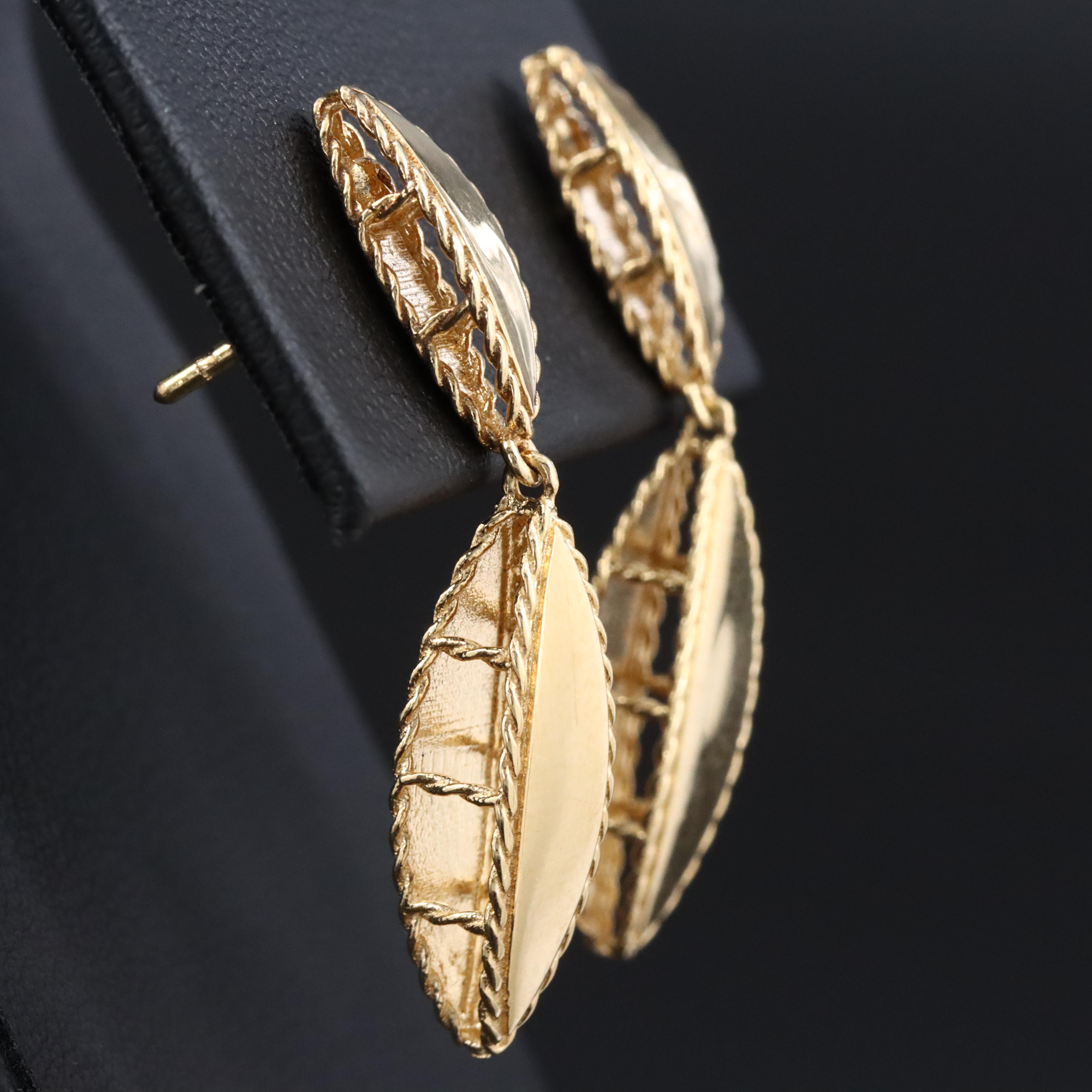 Roberto Coin 18K Navette Drop Earrings