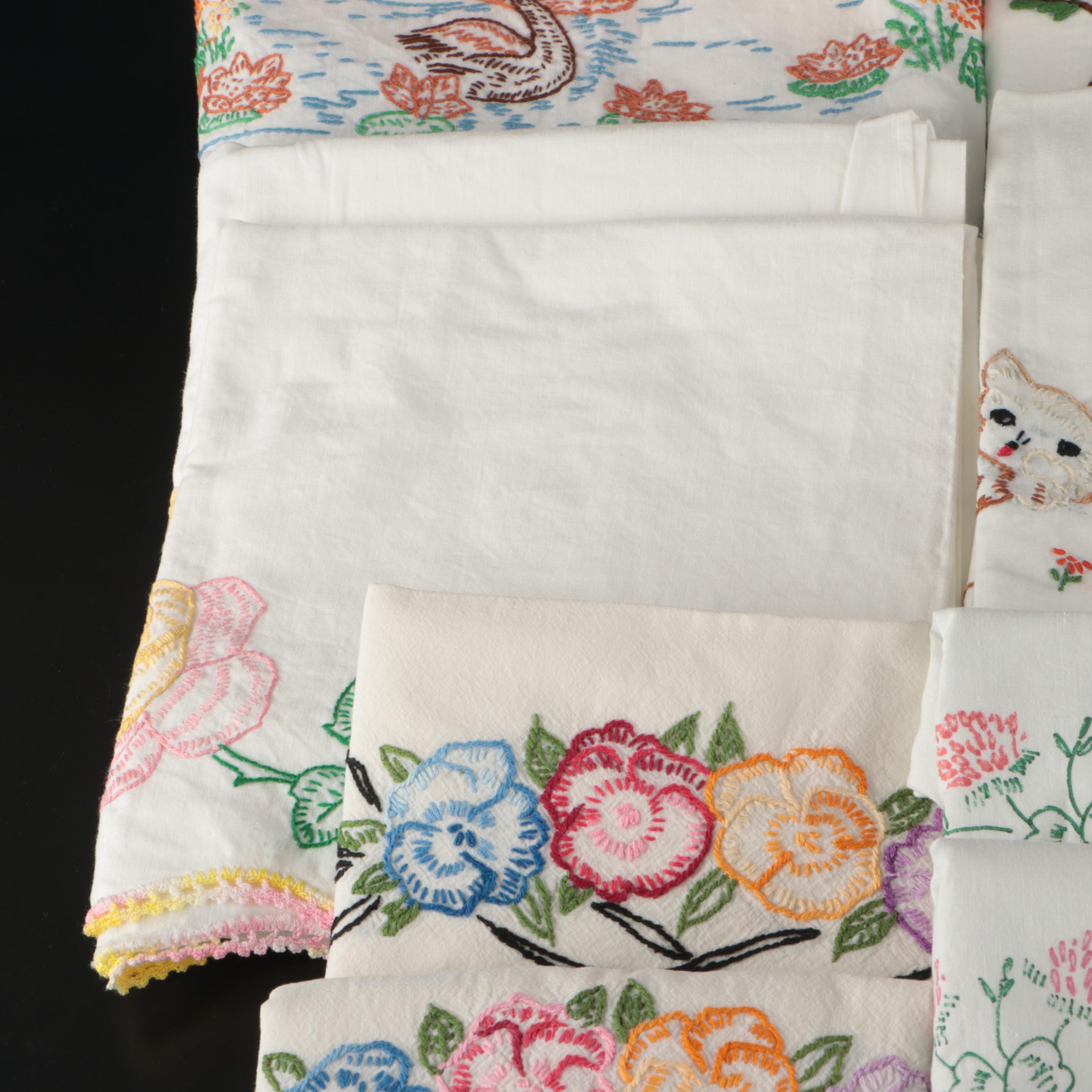 Hand-Embroidered King and Queen Pillowcases