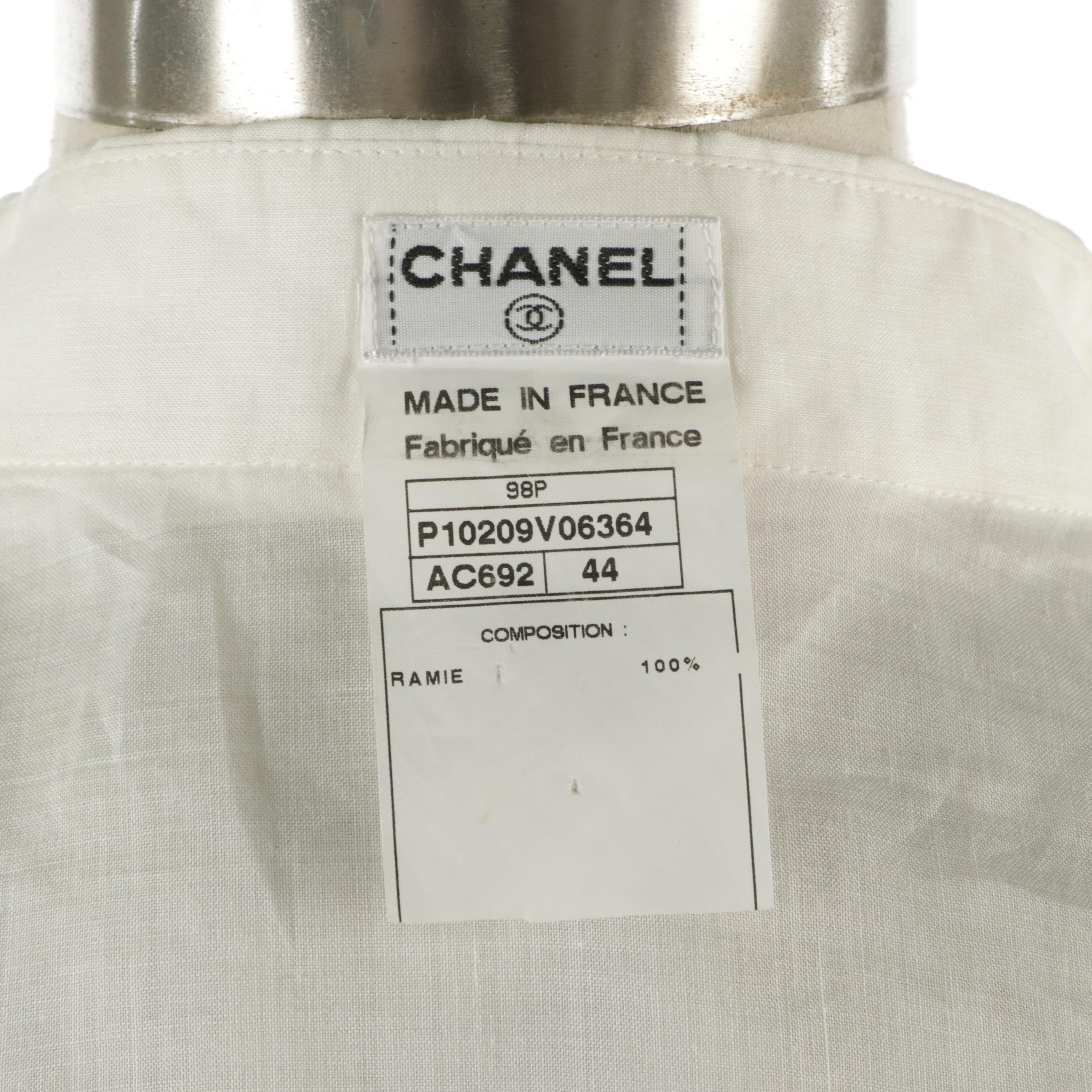 Chanel Spring Collection Pleated Long Sleeve Blouse in Ramie