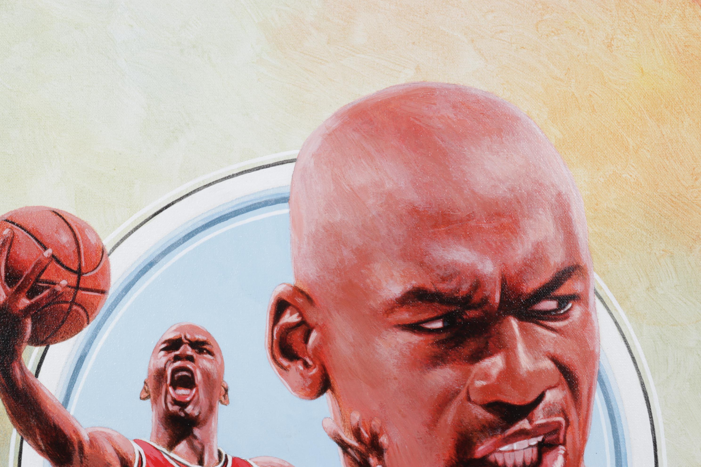 Leon Wolf Acrylic on Canvas Tribute to Michael Jordan