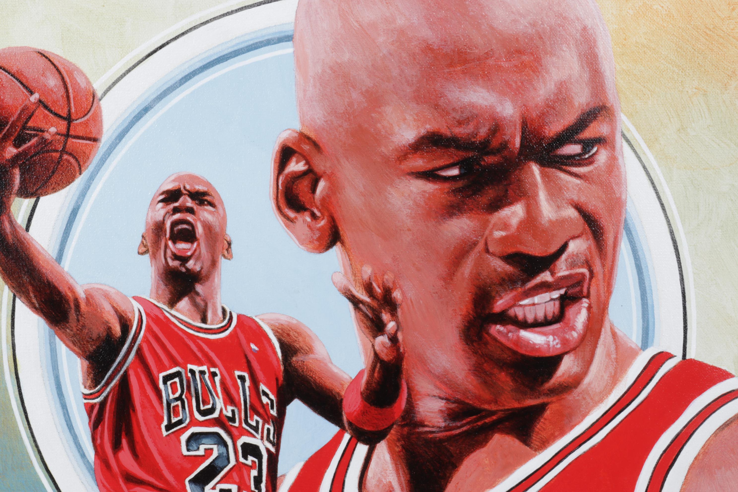Leon Wolf Acrylic on Canvas Tribute to Michael Jordan