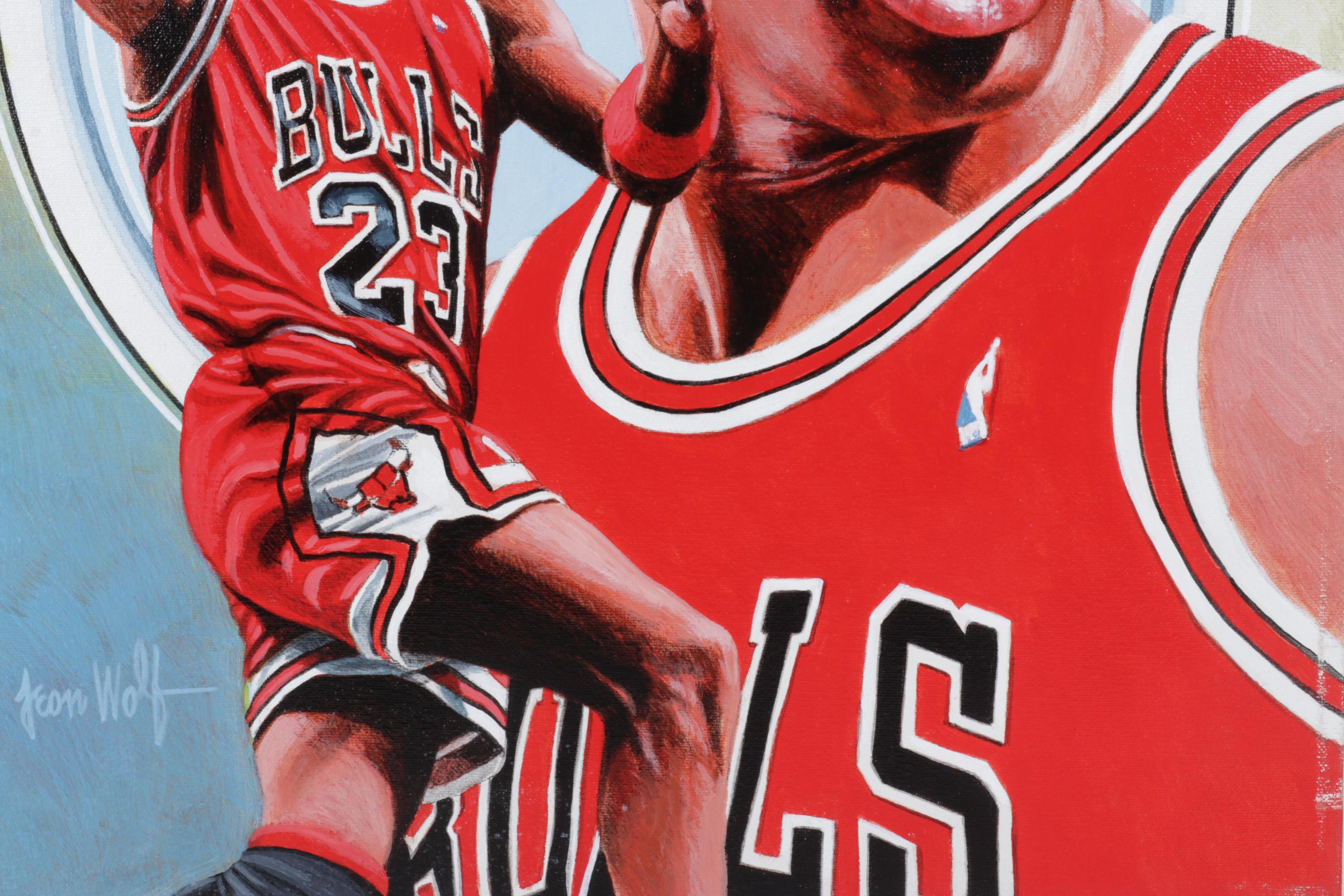 Leon Wolf Acrylic on Canvas Tribute to Michael Jordan