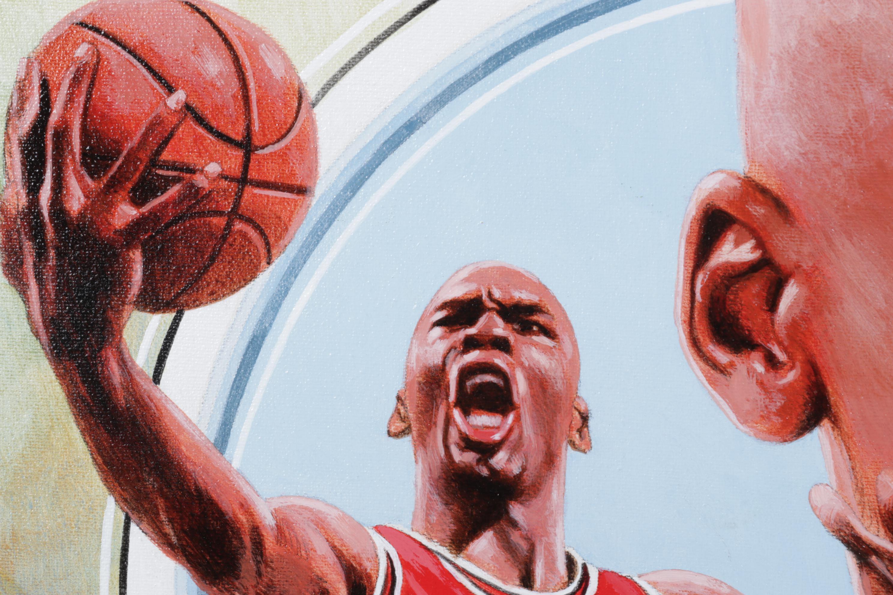 Leon Wolf Acrylic on Canvas Tribute to Michael Jordan