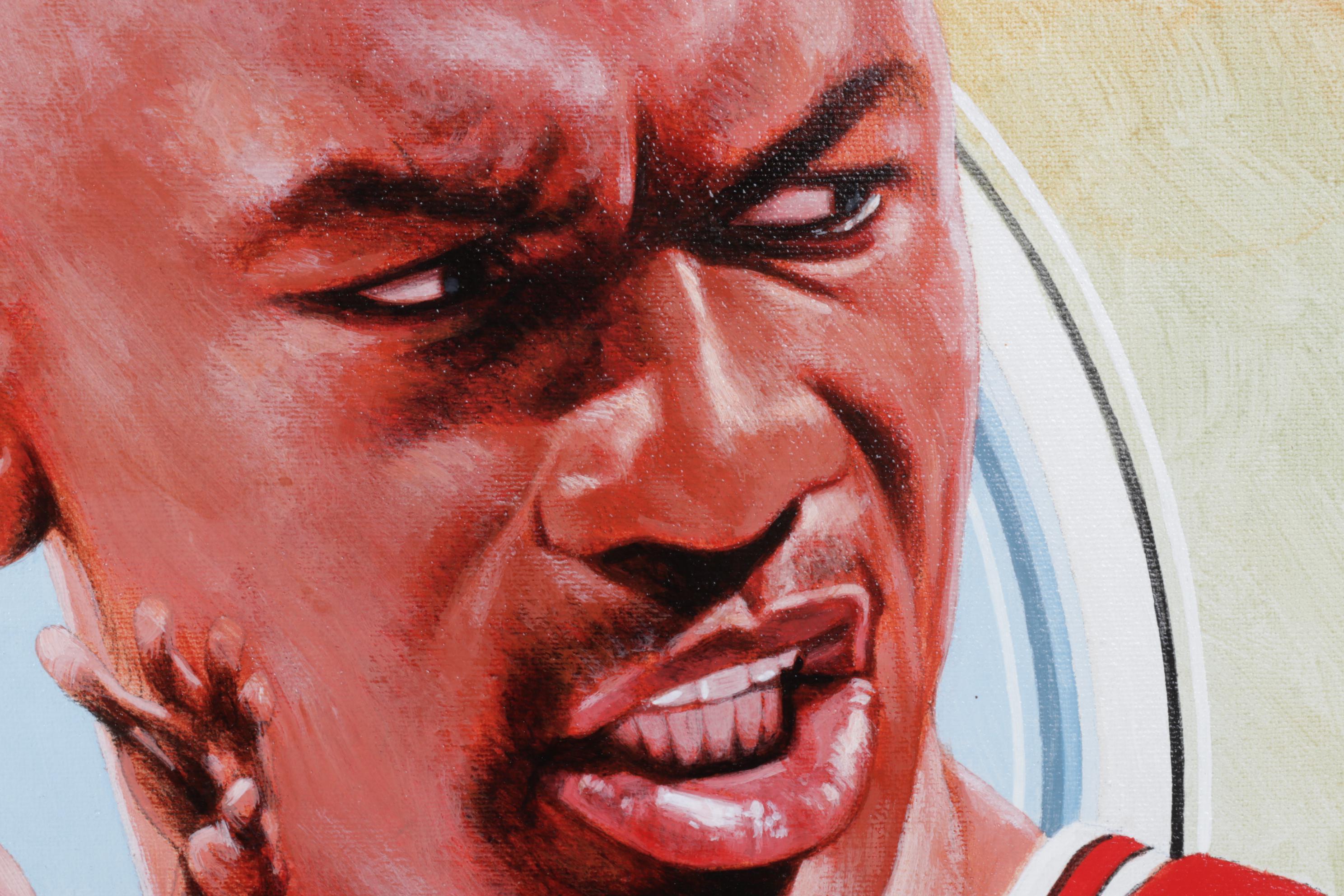 Leon Wolf Acrylic on Canvas Tribute to Michael Jordan