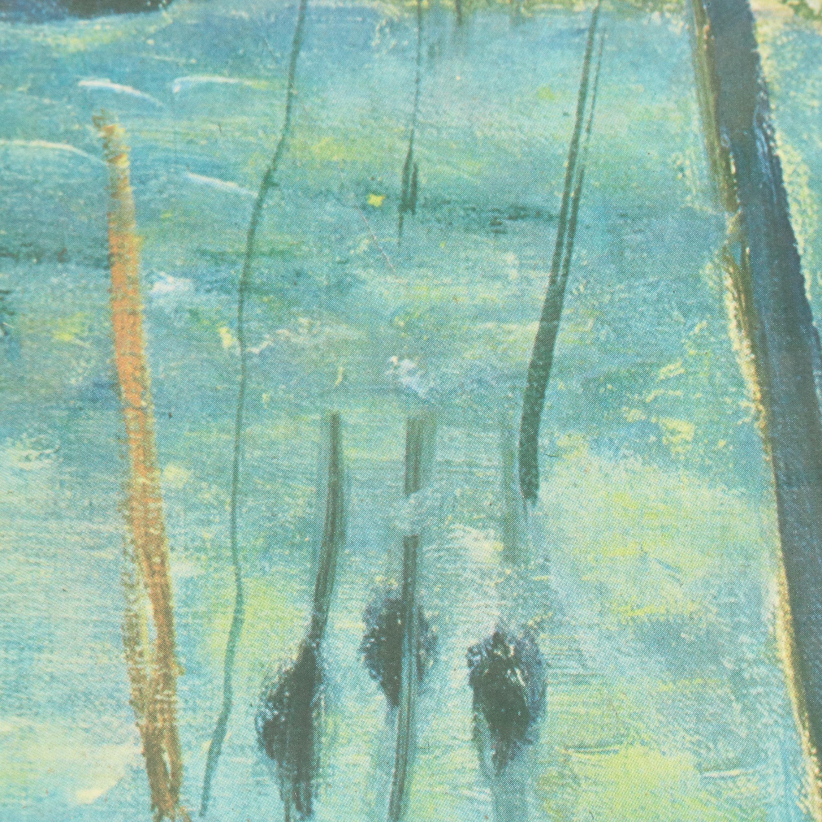 Gouache Mountain Landscape with Offset Lithographs of European Landscapes