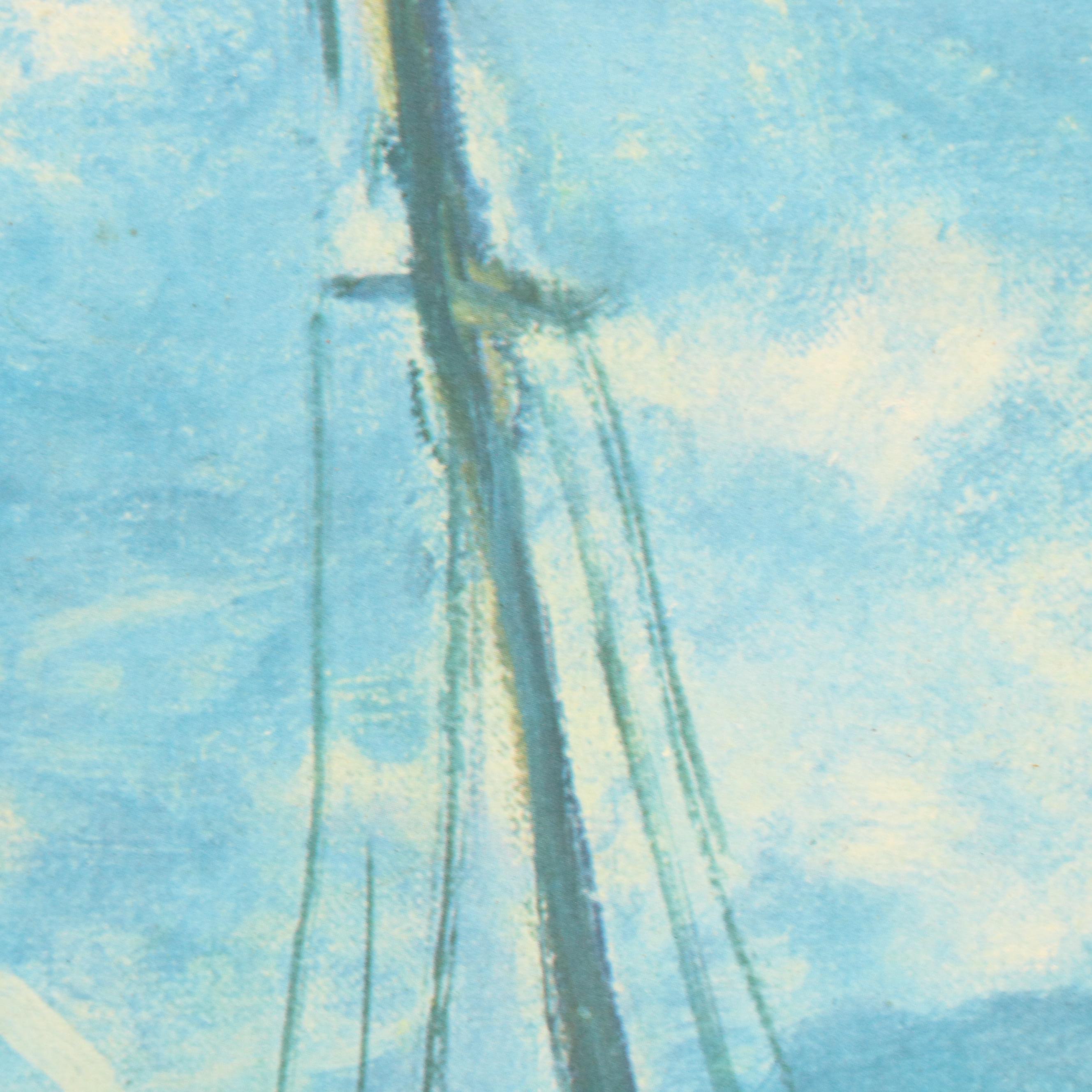 Gouache Mountain Landscape with Offset Lithographs of European Landscapes