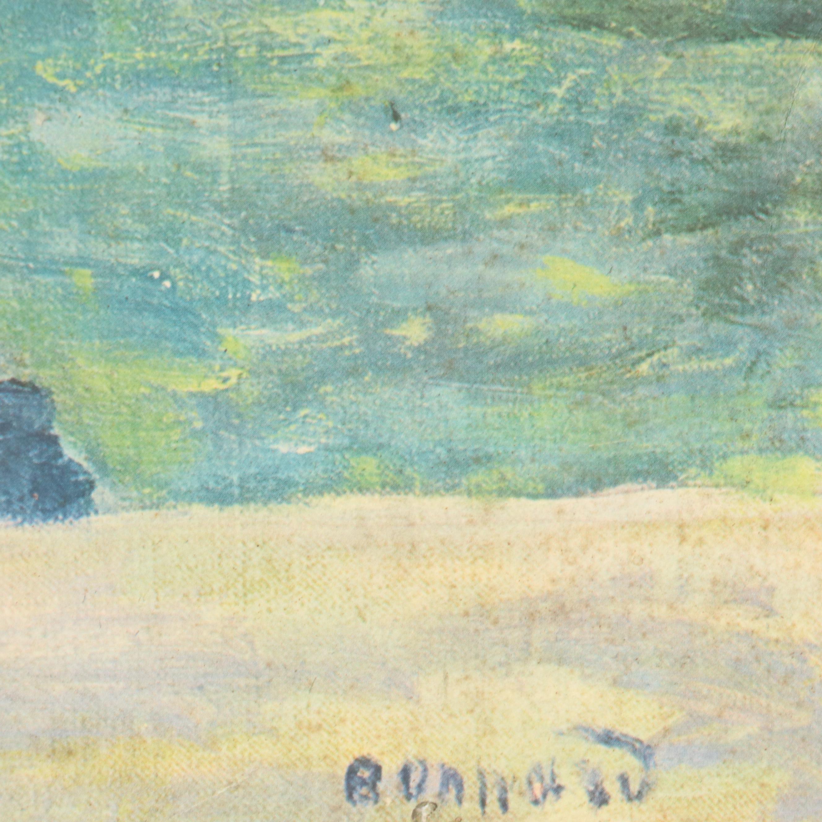 Gouache Mountain Landscape with Offset Lithographs of European Landscapes