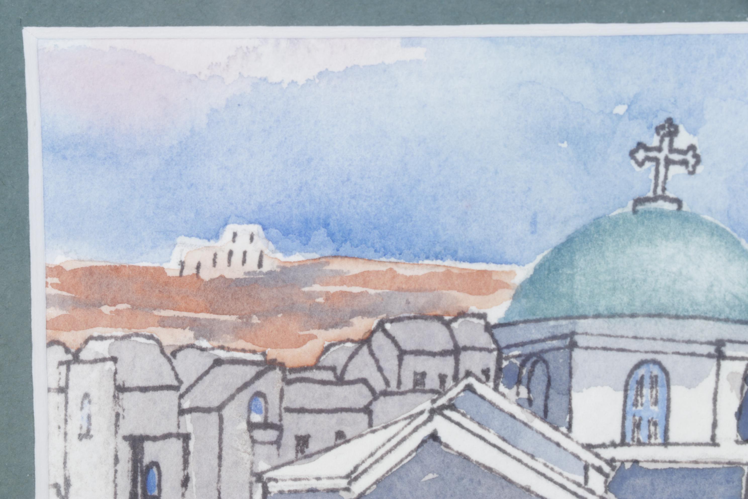 Sandy Trinter Watercolor of Agios Nikolakis Church, 2009