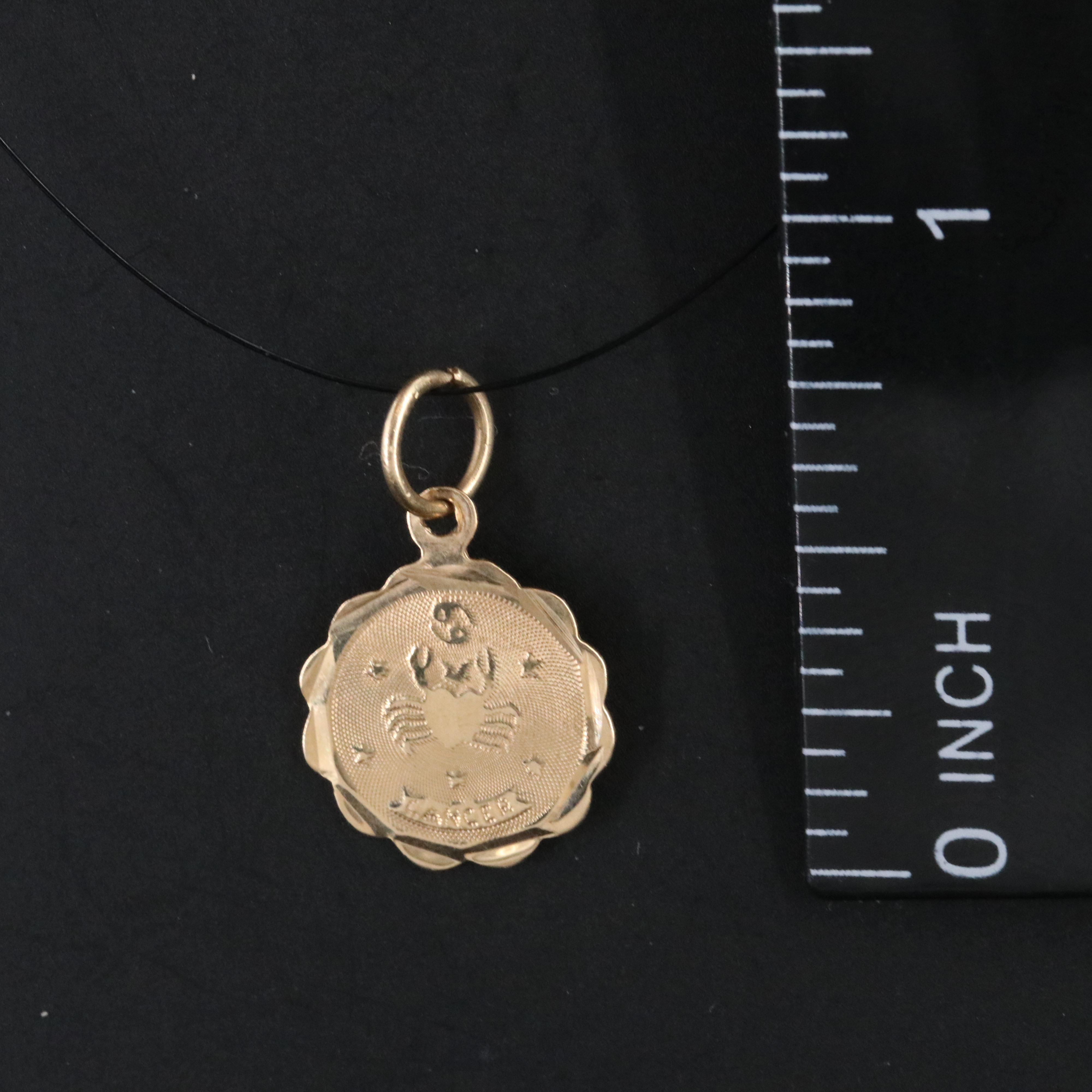 14K Cancer Zodiac Charm Pendant