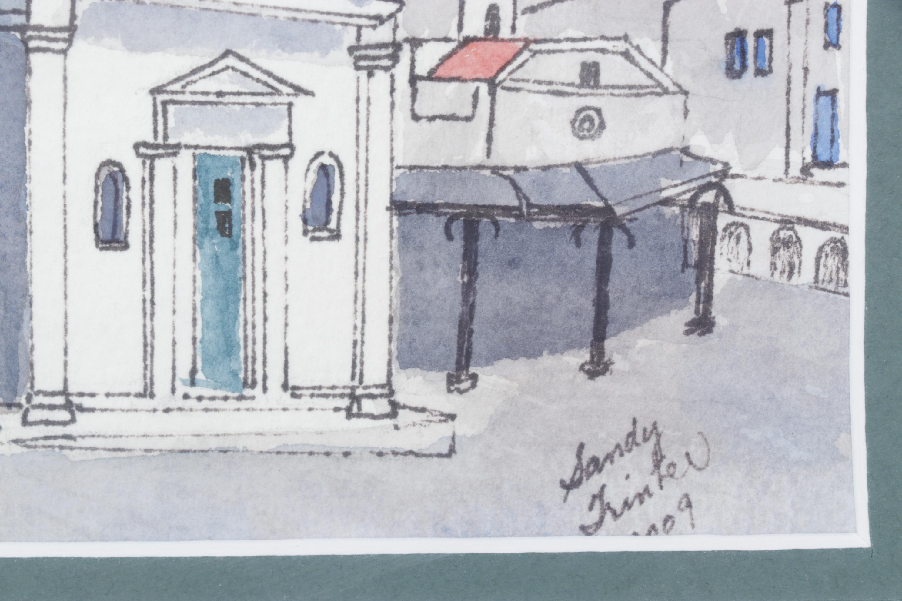 Sandy Trinter Watercolor of Agios Nikolakis Church, 2009