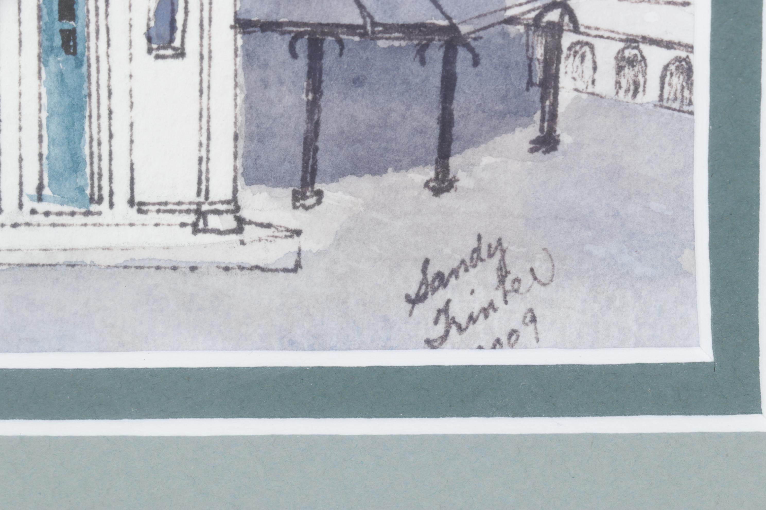 Sandy Trinter Watercolor of Agios Nikolakis Church, 2009