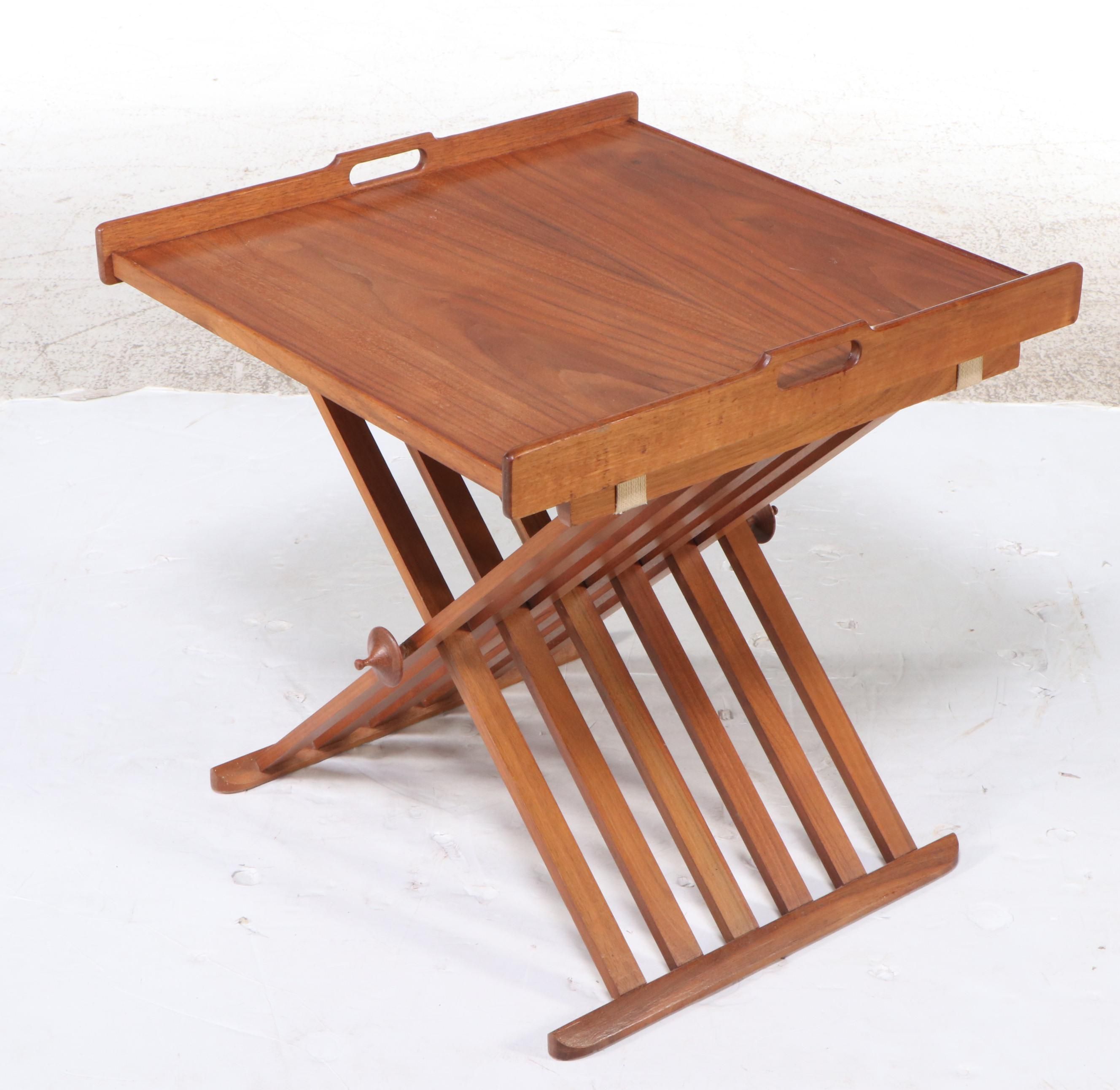 Drexel Campaign Folding Teak Tray Tables by Stewart MacDougall and Kipp Stewart