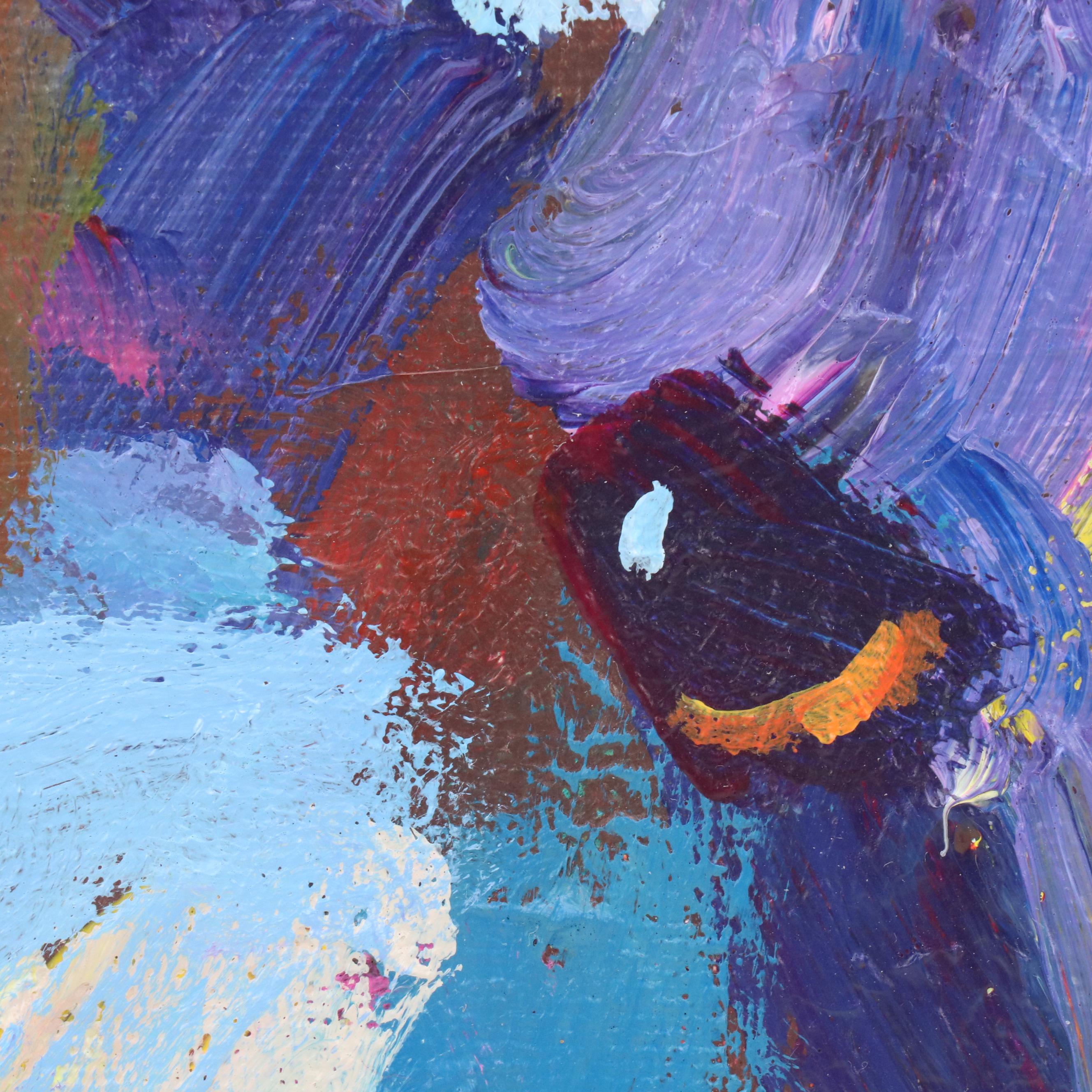 Elle Raines Stylized Acrylic Painting "Cow," 21st Century