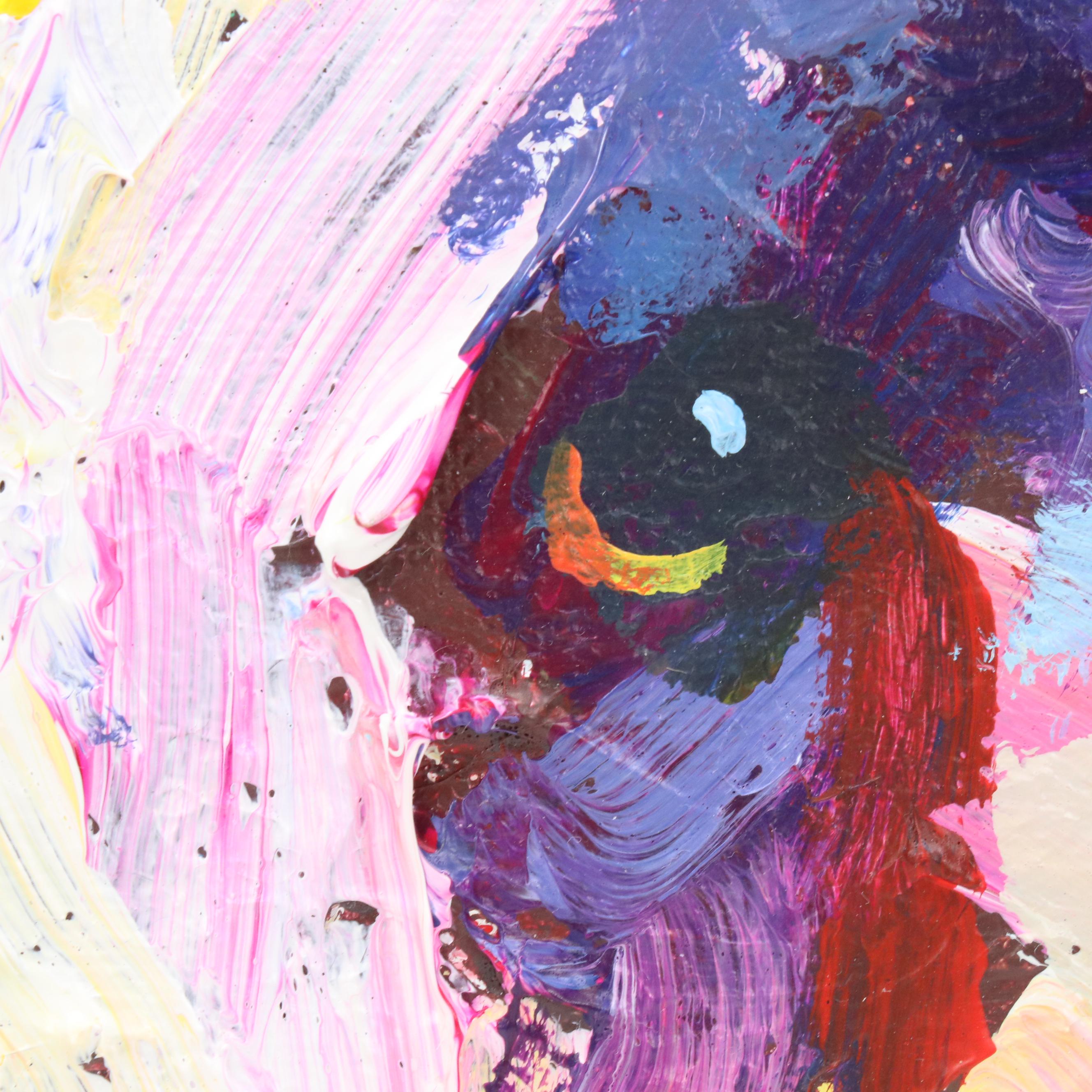 Elle Raines Stylized Acrylic Painting "Cow," 21st Century