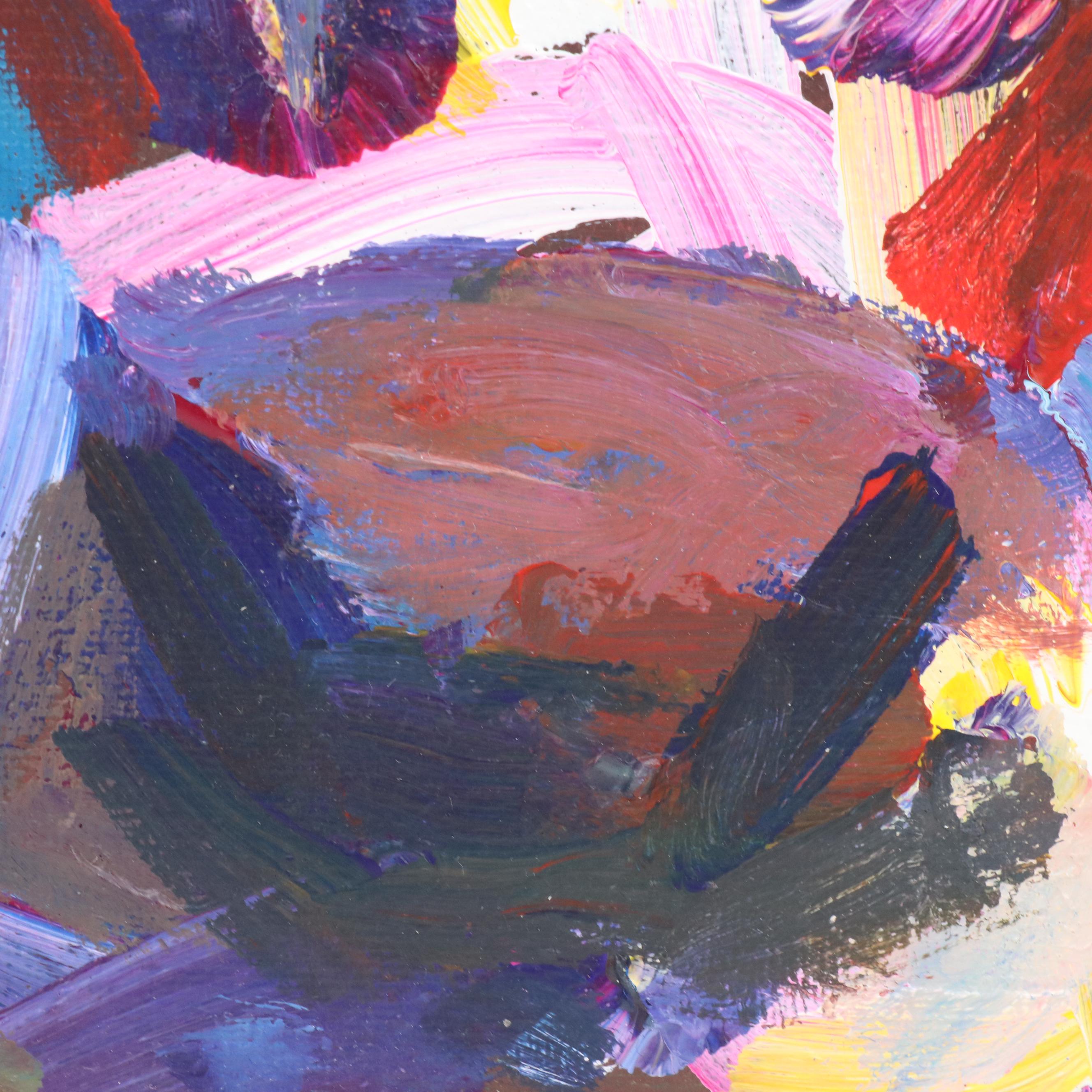 Elle Raines Stylized Acrylic Painting "Cow," 21st Century