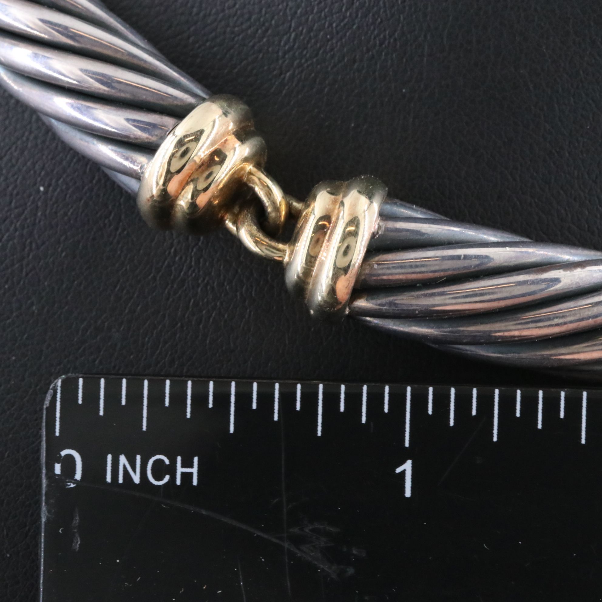 David Yurman Metro Sterling and 14K Cable Collar Necklace