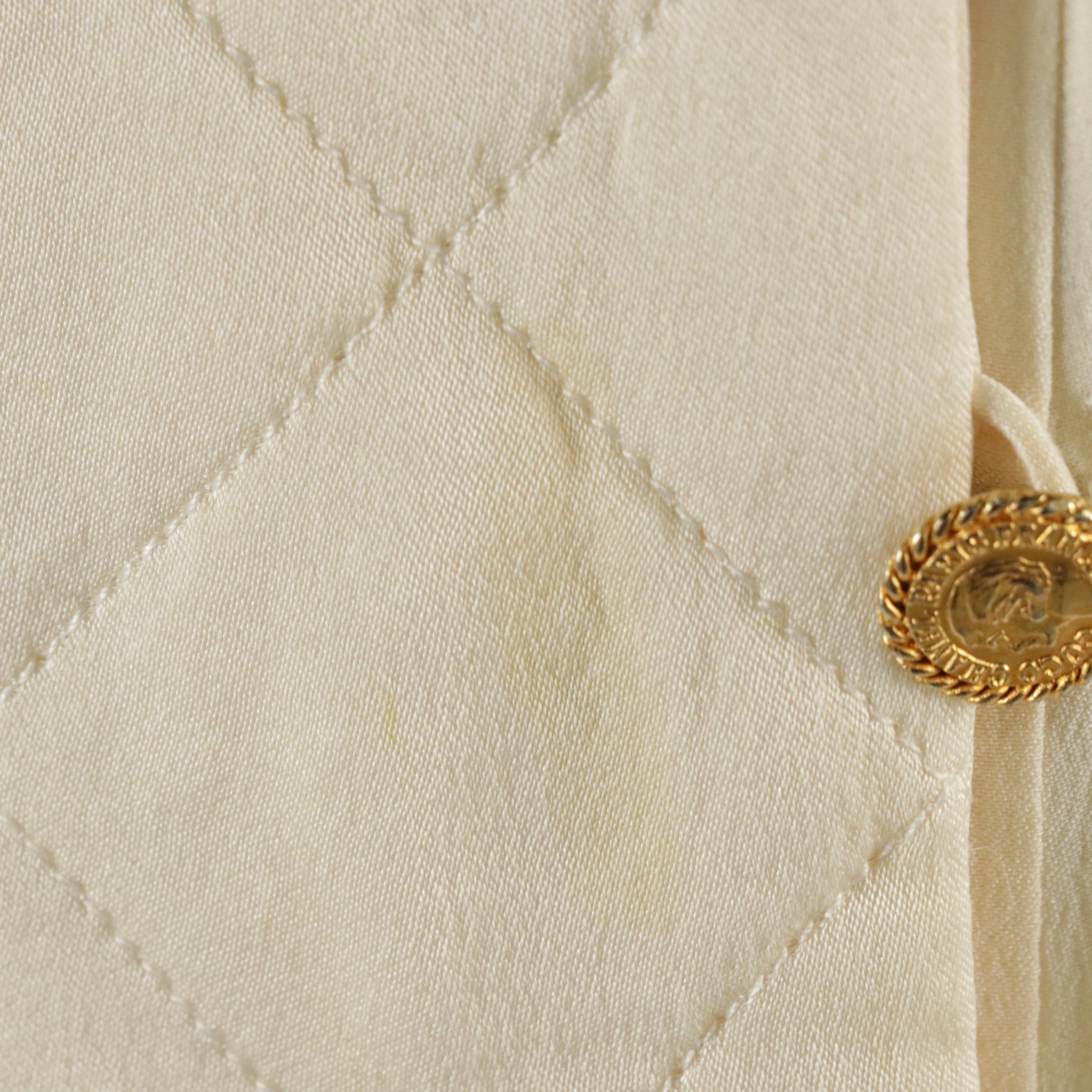 Chanel Boutique Asymmetrical Blouse with Quilted Trim in Silk