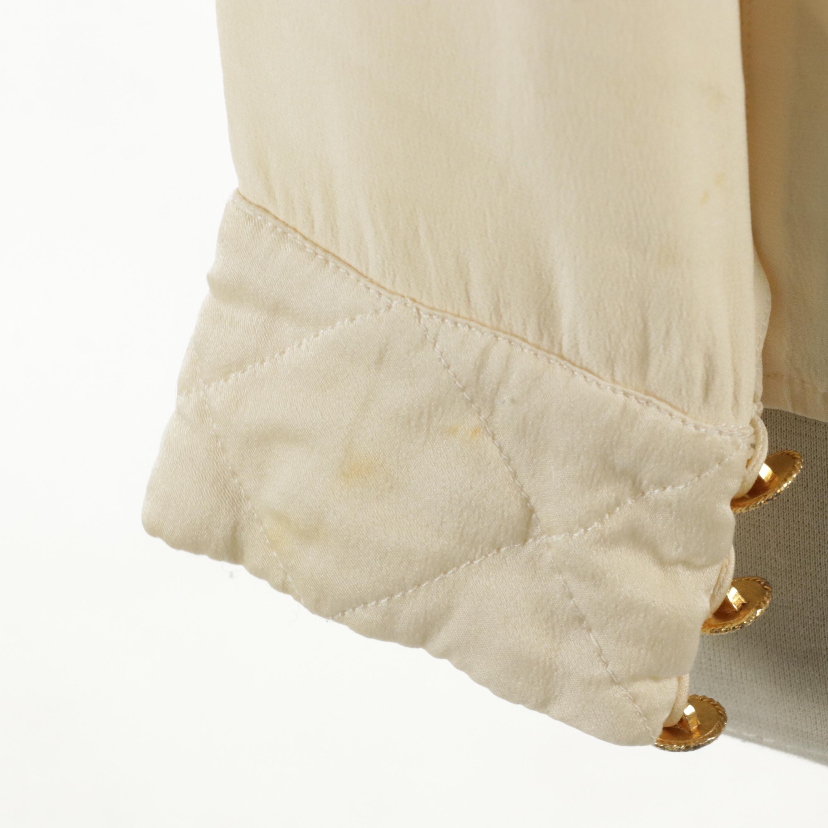 Chanel Boutique Asymmetrical Blouse with Quilted Trim in Silk