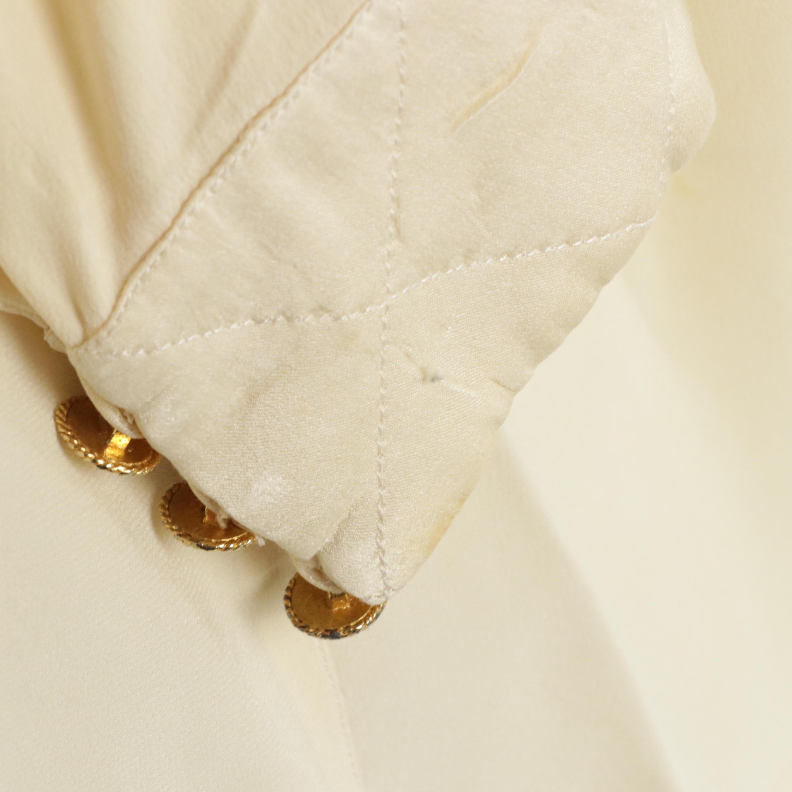 Chanel Boutique Asymmetrical Blouse with Quilted Trim in Silk