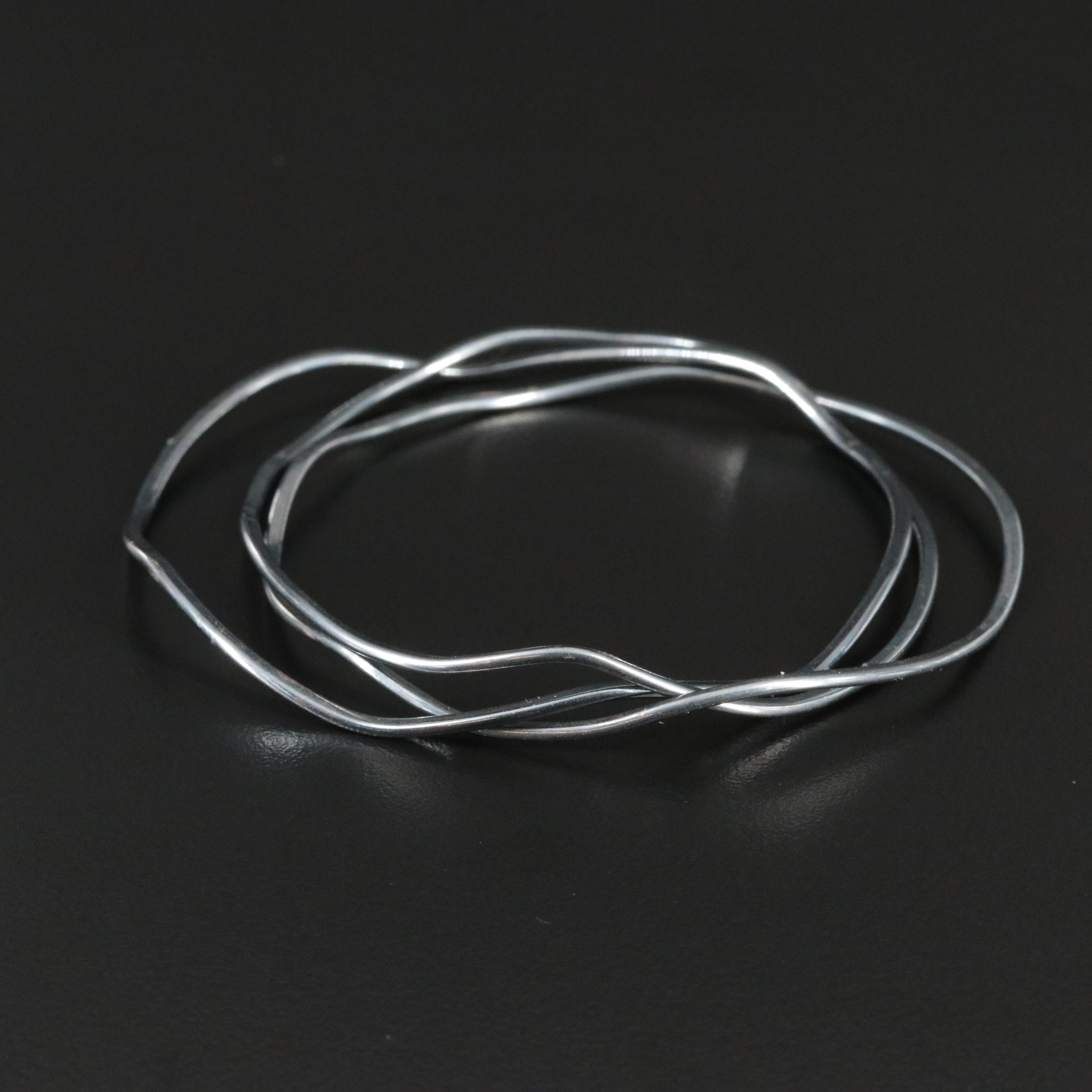 Wavy Bangle Bracelet Trio