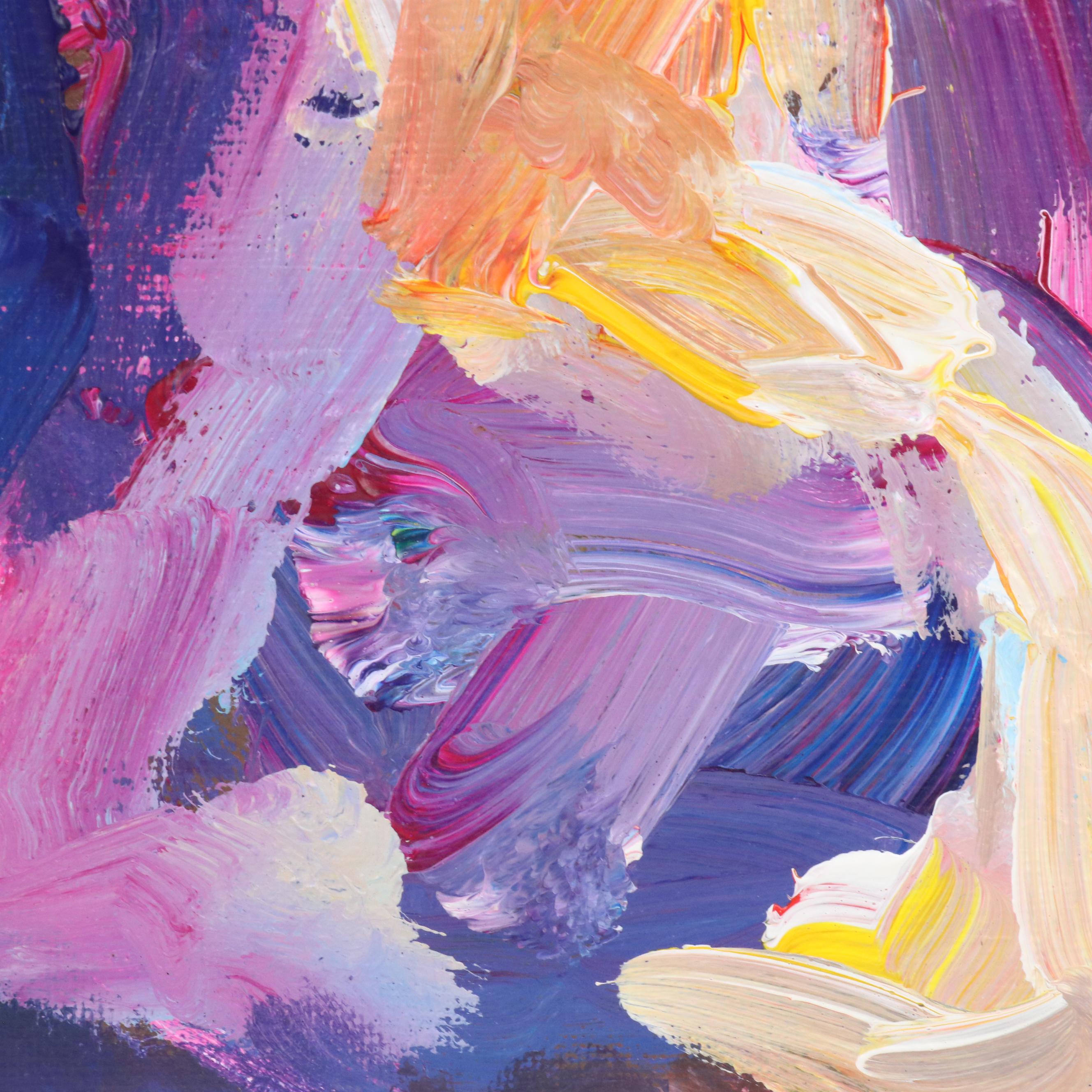 Elle Raines Stylized Acrylic Painting "Cow," 21st Century