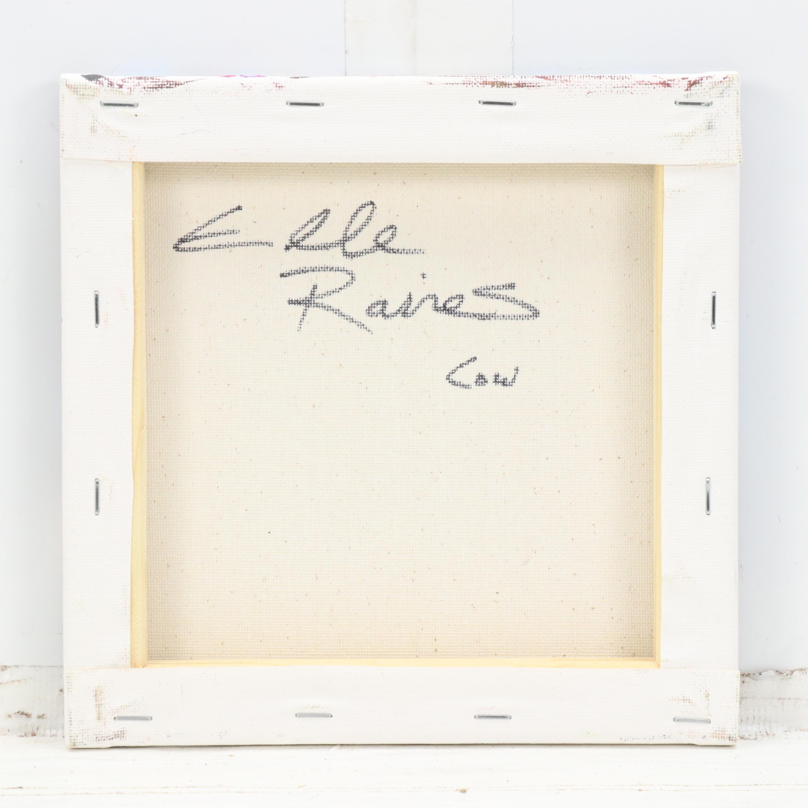 Elle Raines Stylized Acrylic Painting "Cow," 21st Century