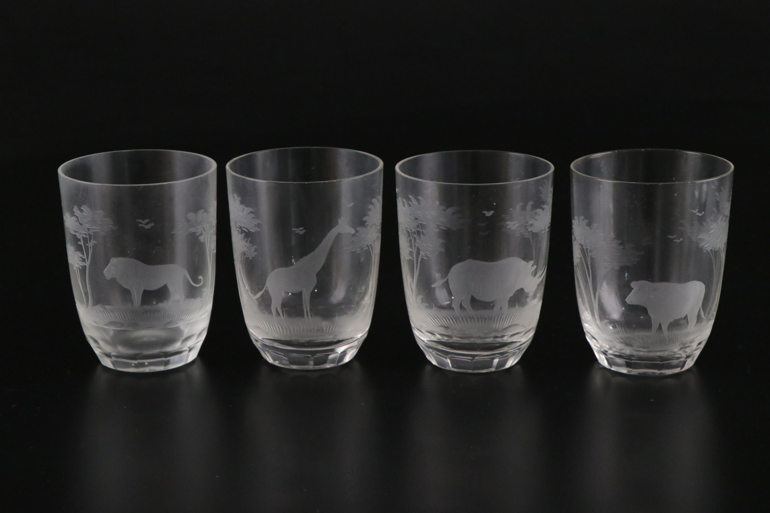 Queen Lace Crystal "Kenyan" Old Fashioned Glasses with Bohemian Amber Glass