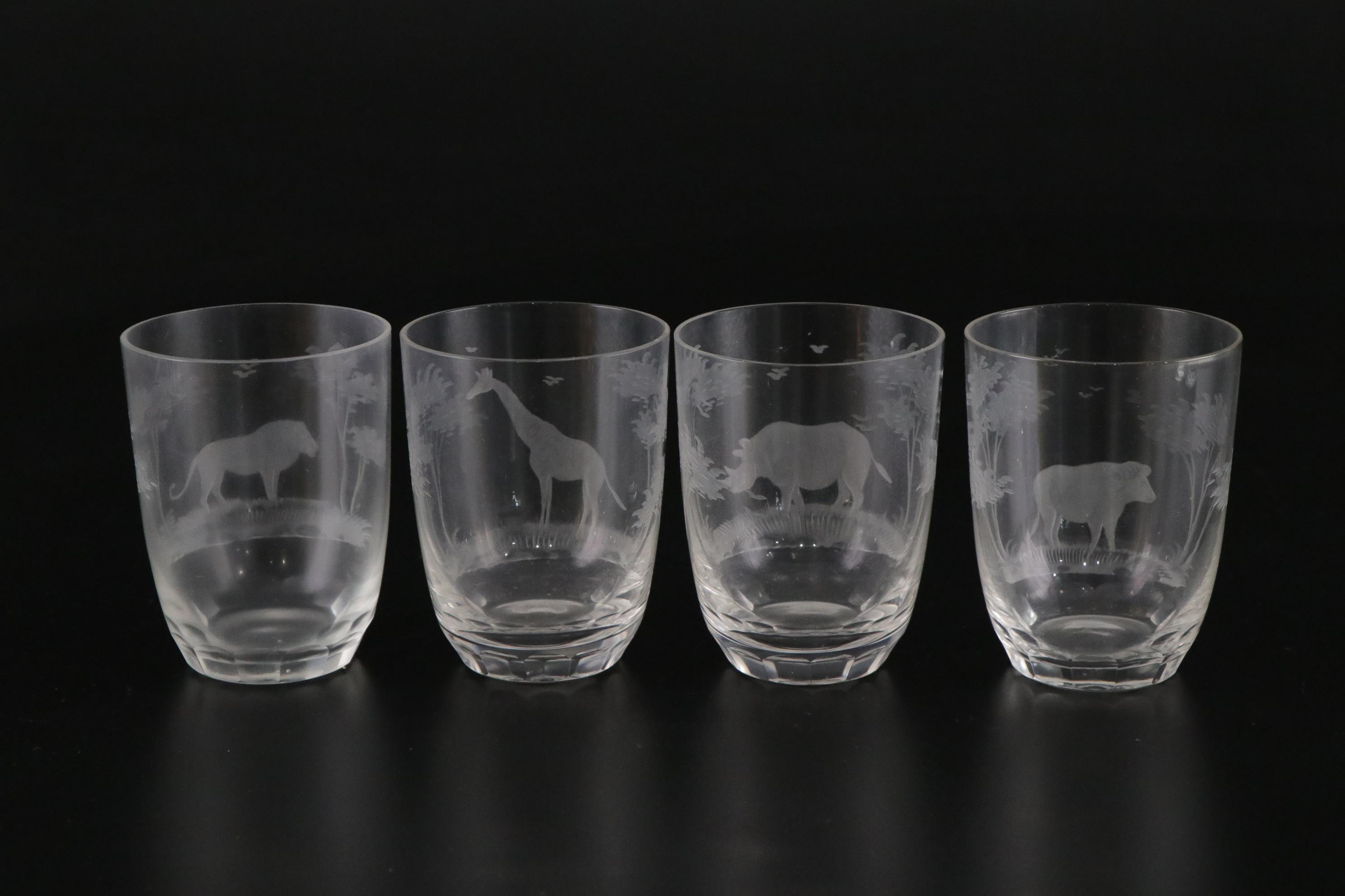 Queen Lace Crystal "Kenyan" Old Fashioned Glasses with Bohemian Amber Glass