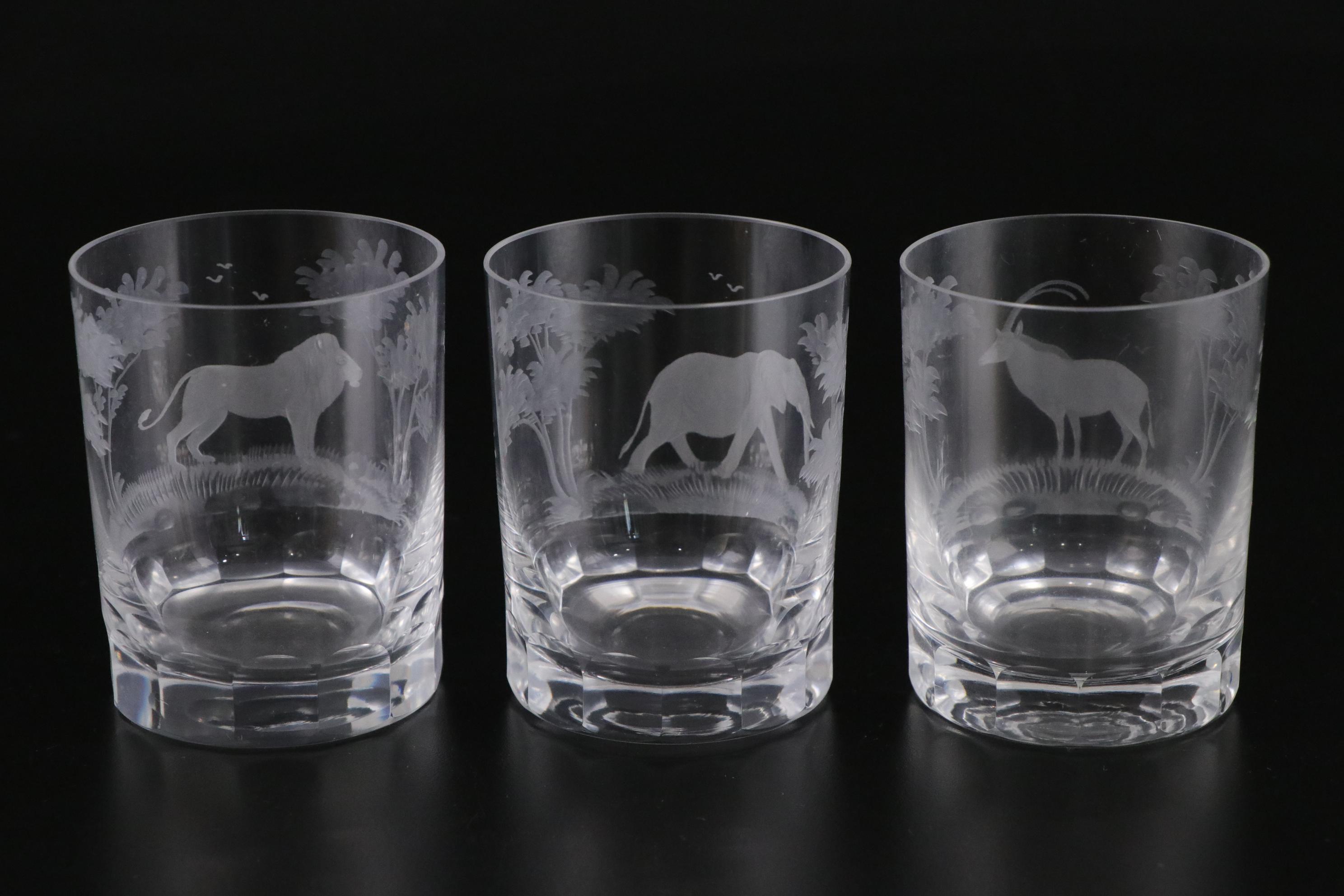 Queen Lace Crystal "Kenyan" Old Fashioned Glasses with Bohemian Amber Glass