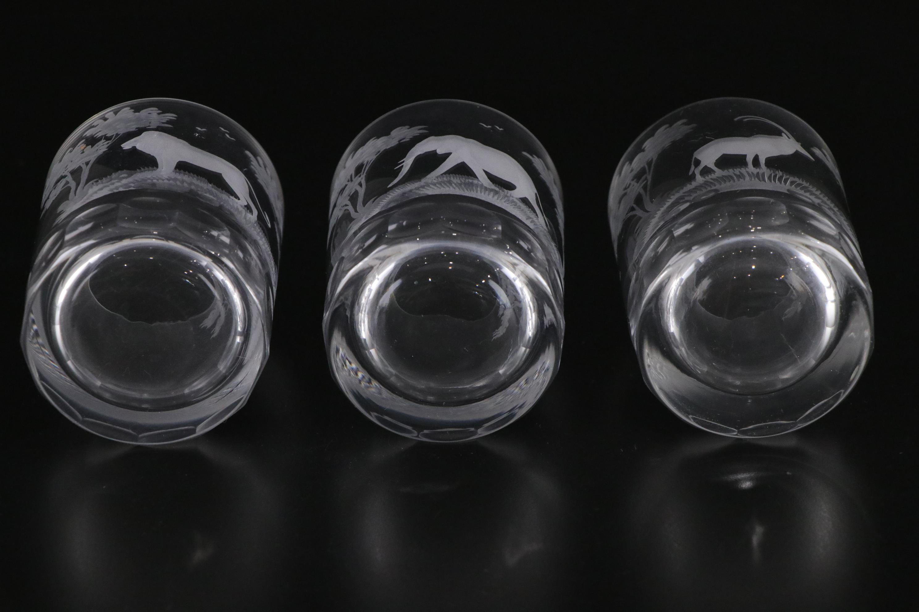 Queen Lace Crystal "Kenyan" Old Fashioned Glasses with Bohemian Amber Glass