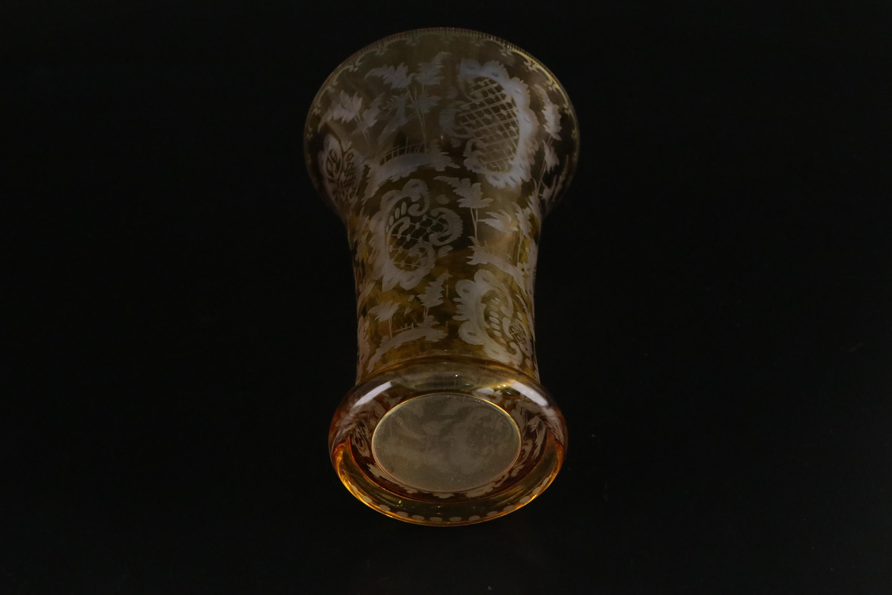 Queen Lace Crystal "Kenyan" Old Fashioned Glasses with Bohemian Amber Glass