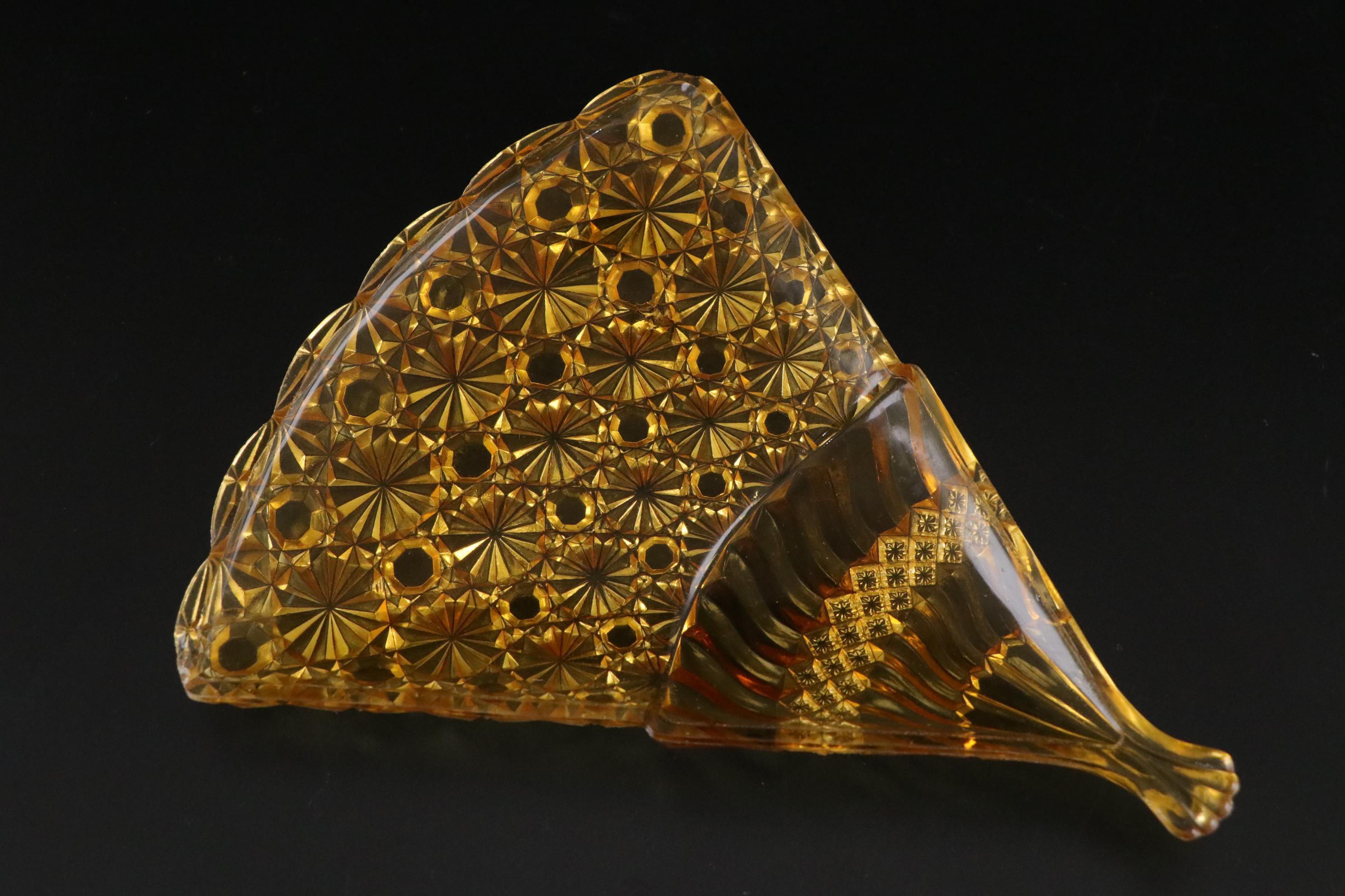 Queen Lace Crystal "Kenyan" Old Fashioned Glasses with Bohemian Amber Glass