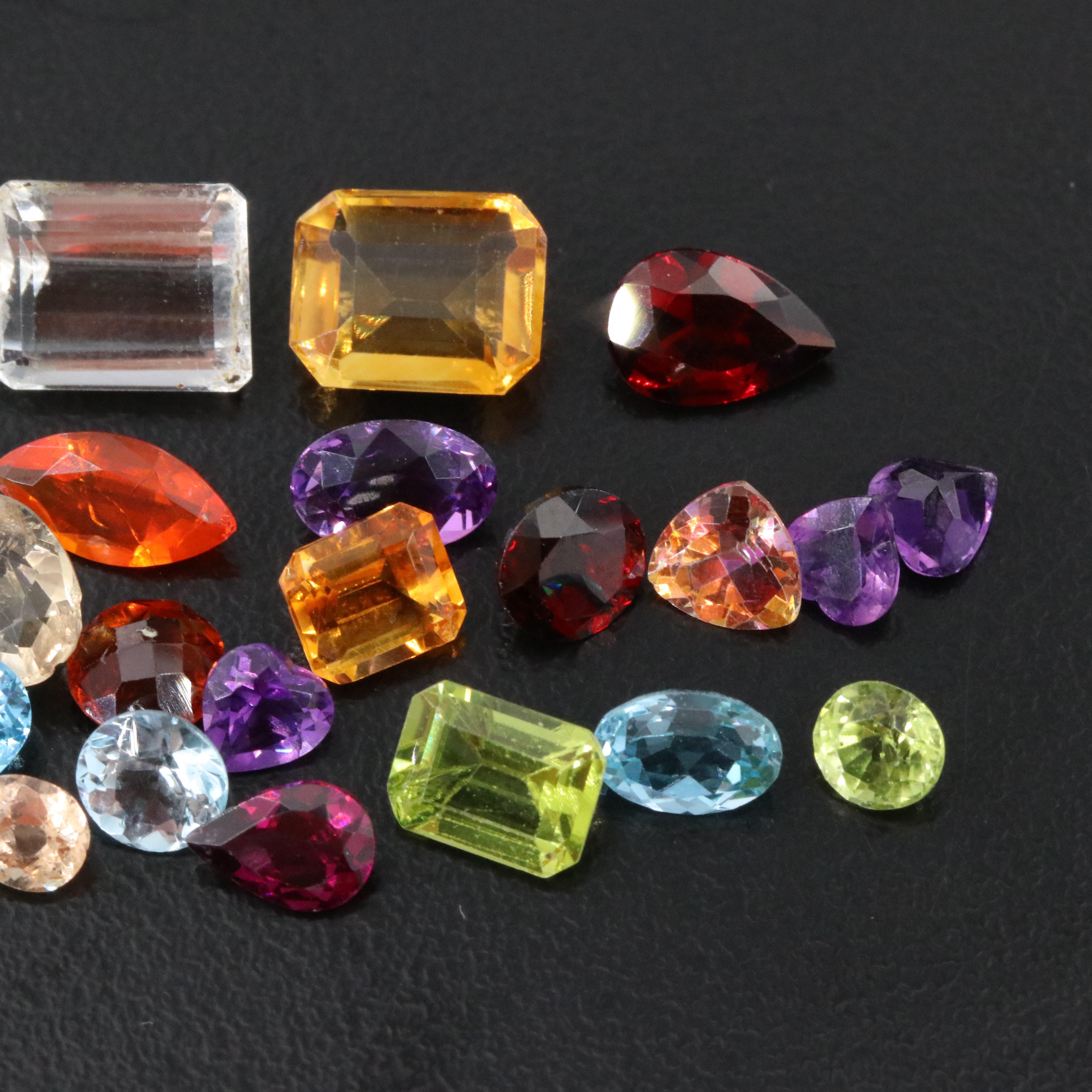 Loose 37.65 CTW Gemstone Lot Including Peridot, Amethyst and Garnet