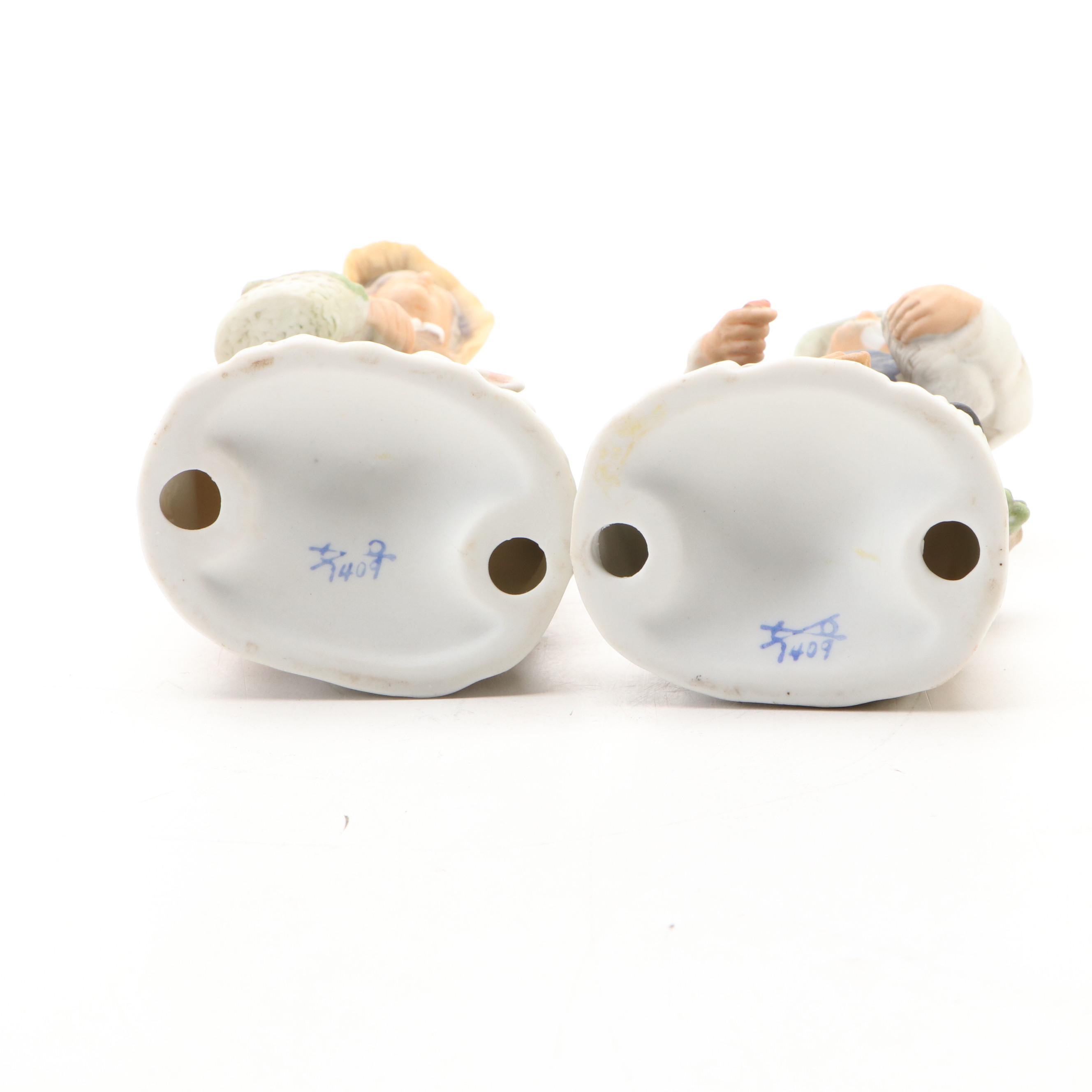 Homco Bisque Old Farm Couple with Composite Compote