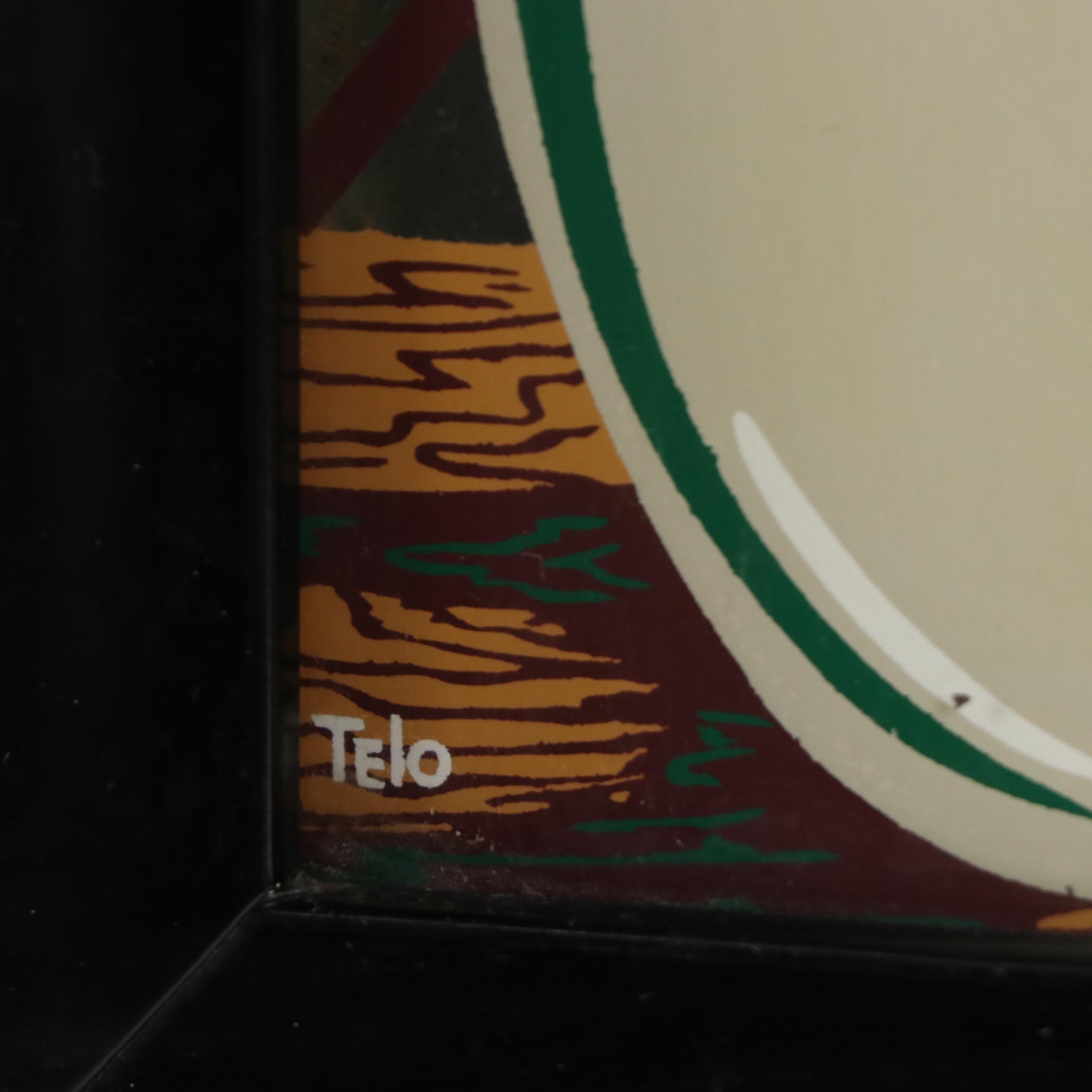 Floral Serigraph in Lightbox After George Telo, Mid-20th Century