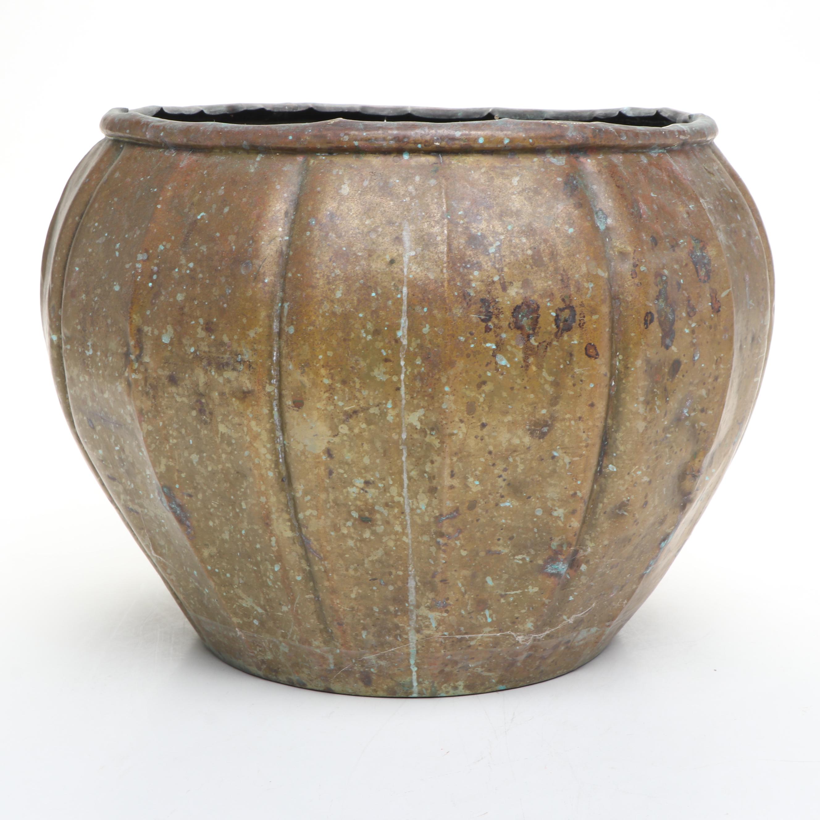 Hand-Crafted Sheet Brass Jardiniere