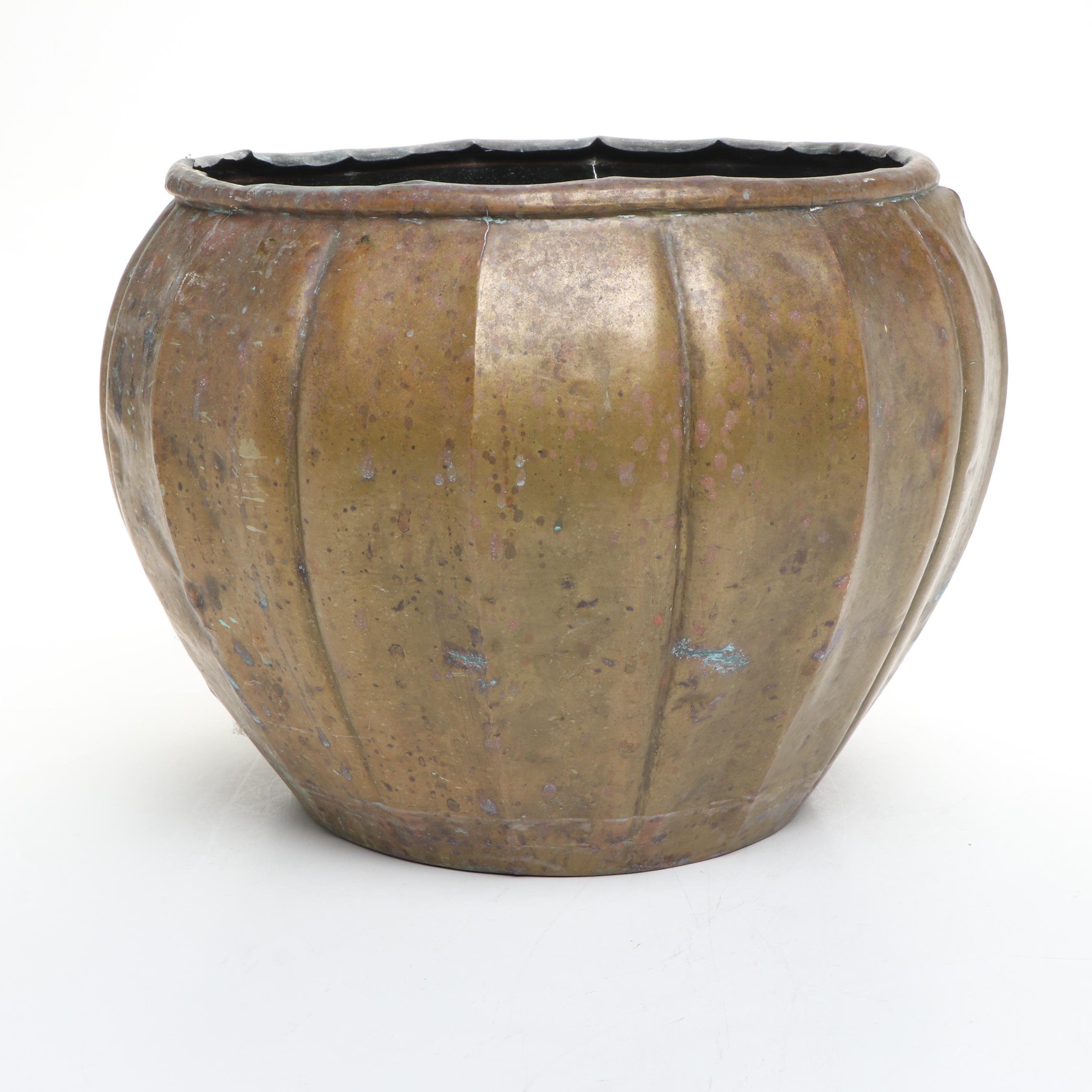 Hand-Crafted Sheet Brass Jardiniere